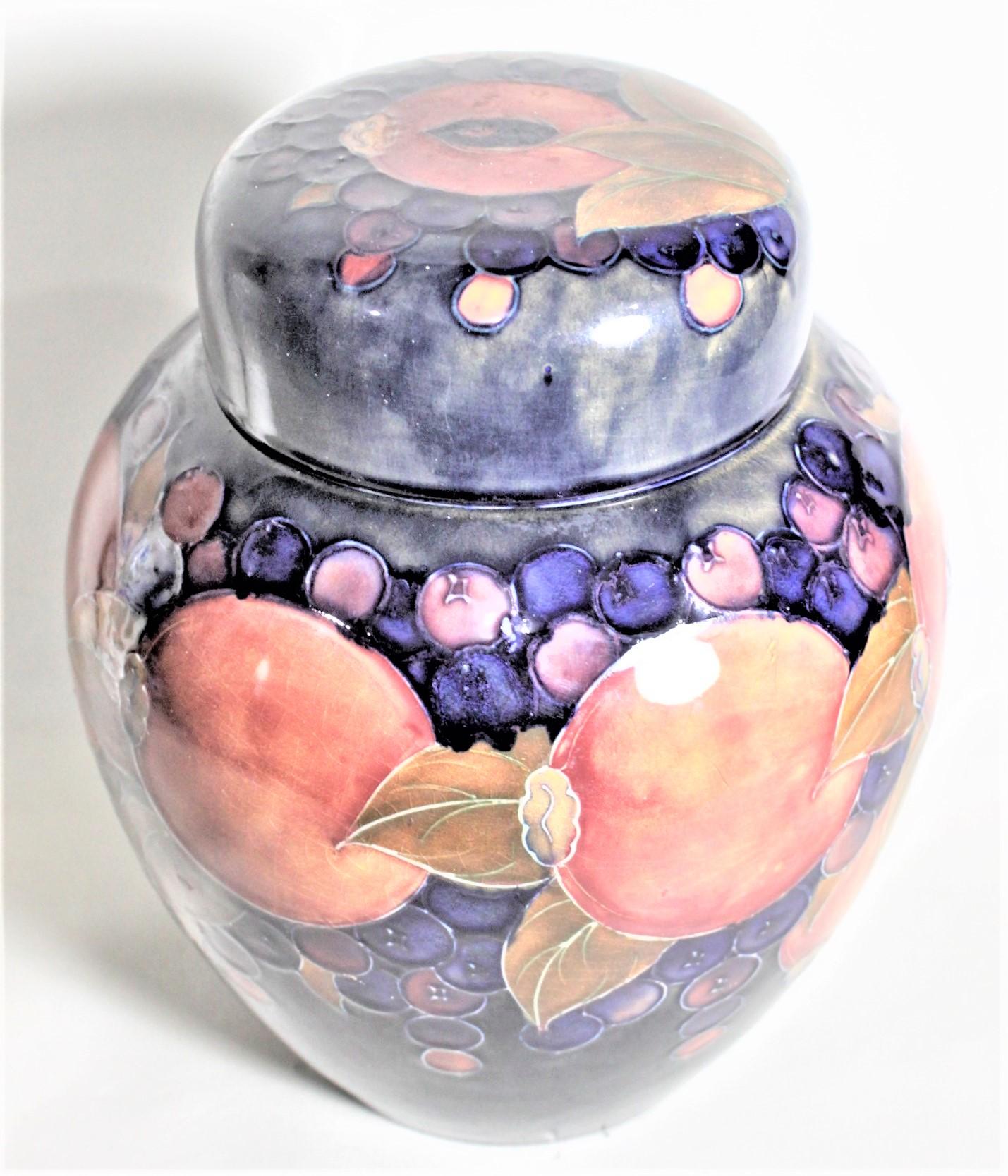 Art Deco Large William Moorcroft Art Pottery Pomegranate Lidded Ginger Jar or Vase For Sale