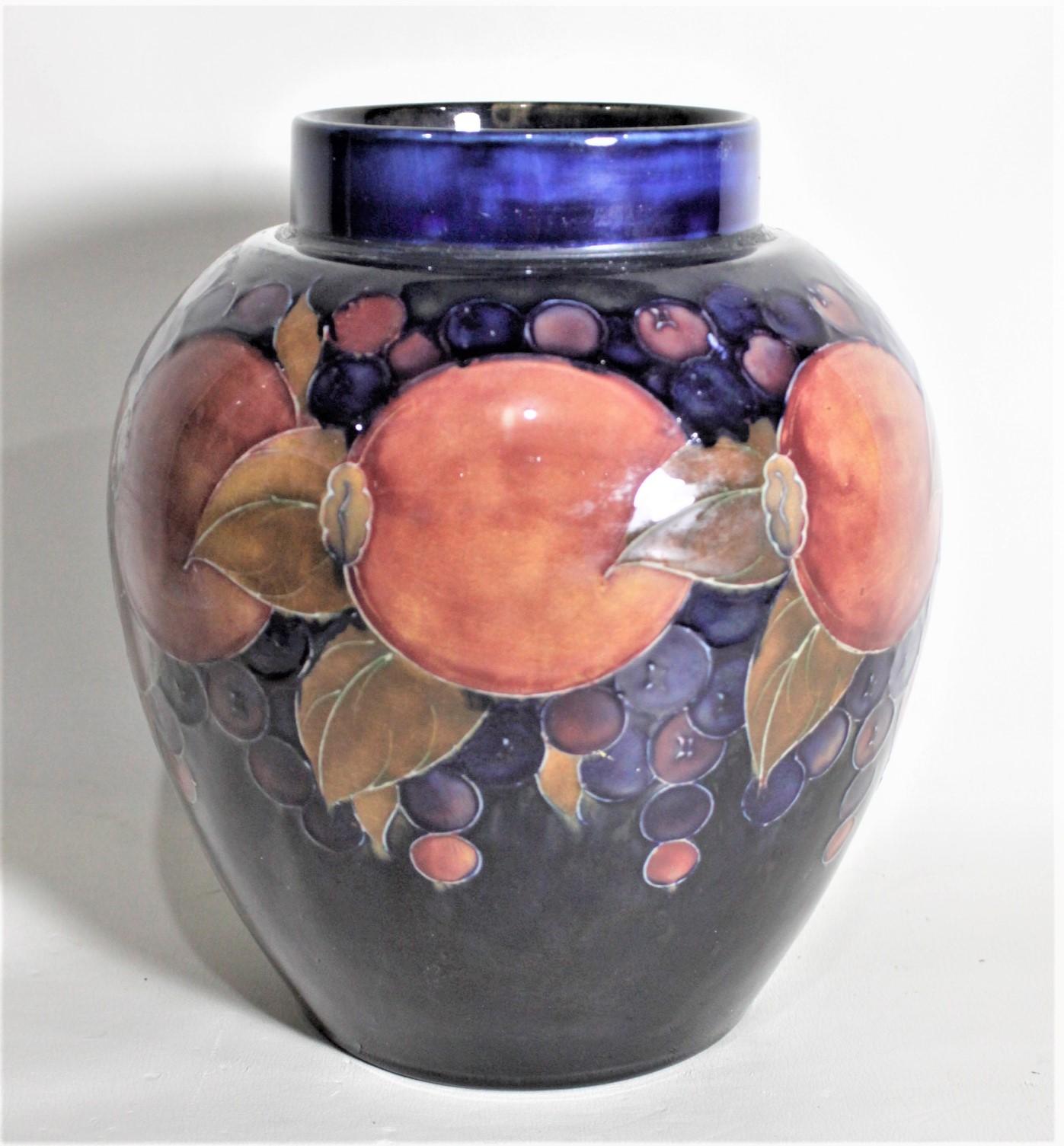 Hand-Crafted Large William Moorcroft Art Pottery Pomegranate Lidded Ginger Jar or Vase For Sale