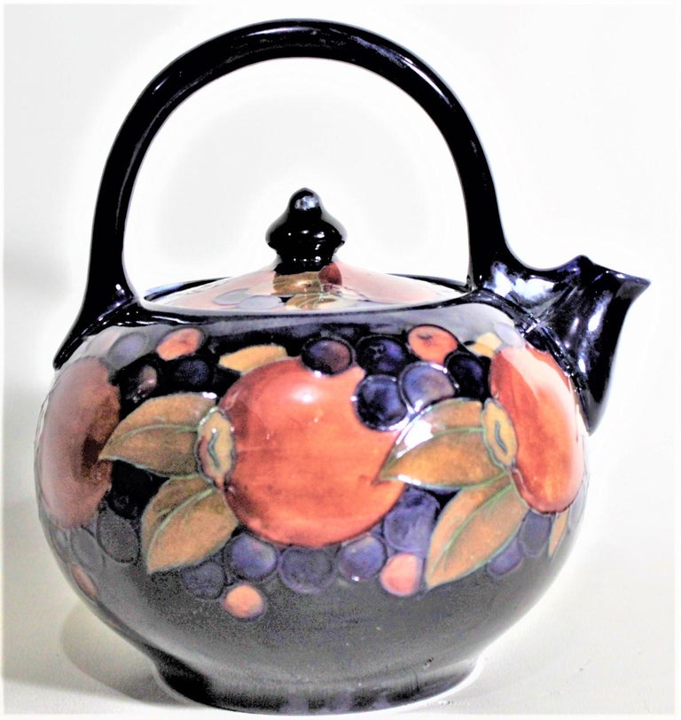 Art Deco Large William Moorcroft Pomegranate Patterned Art Pottery Teapot For Sale