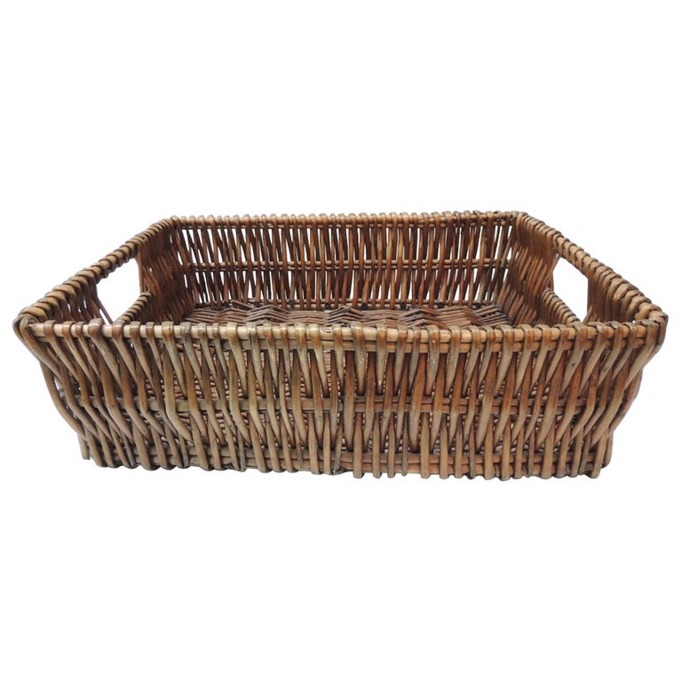 Large Willow Magazine Basket with Handles at 1stDibs