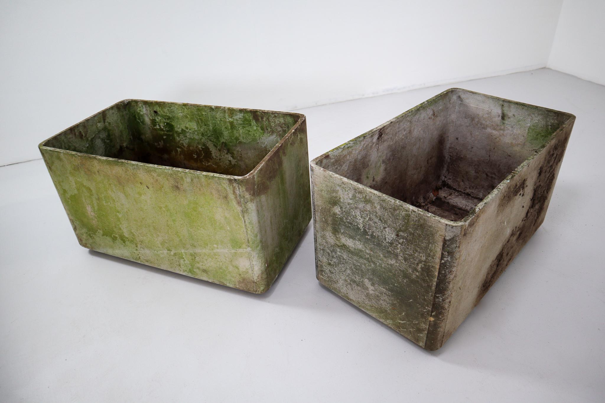 Cement Large Willy Guhl Rectangle Planters, Switzerland, 1960