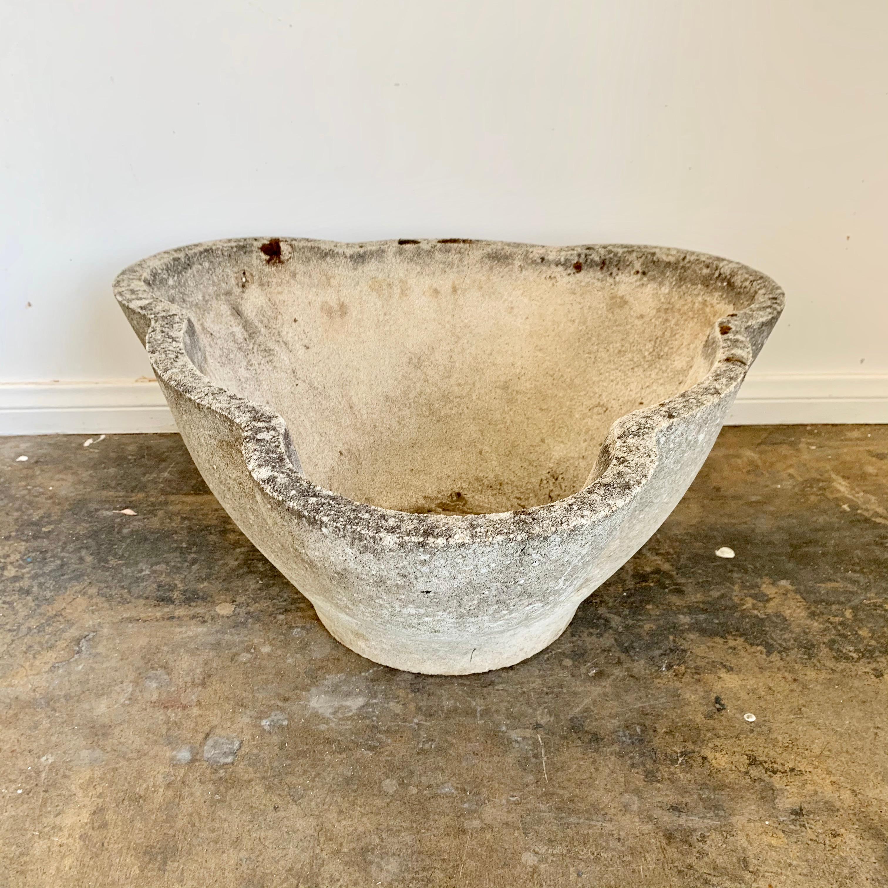 Swiss Willy Guhl Scalloped Concrete Planter For Sale
