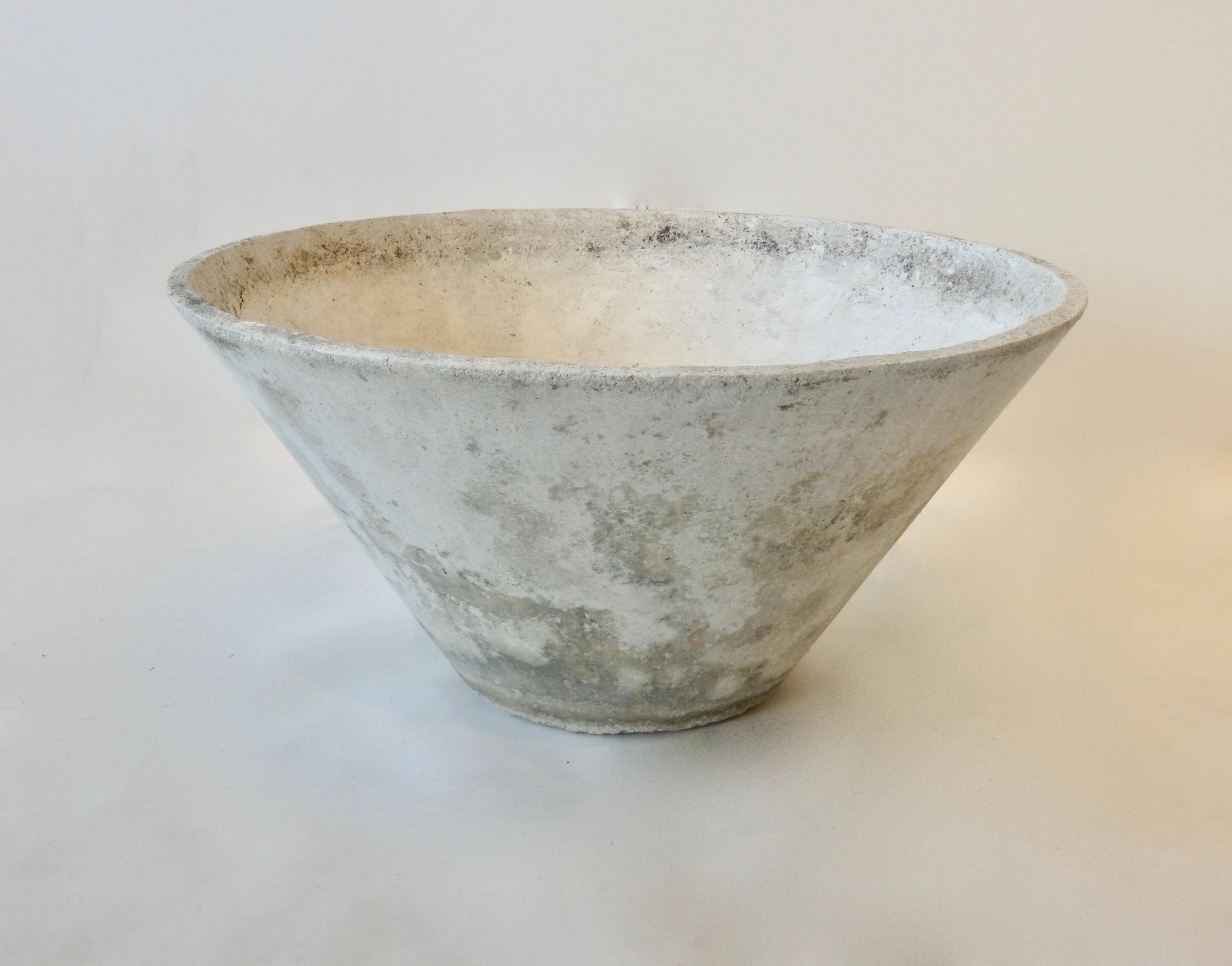 Large Willy Guhl style conical form planter pot. Presents like cement but not nearly as heavy.