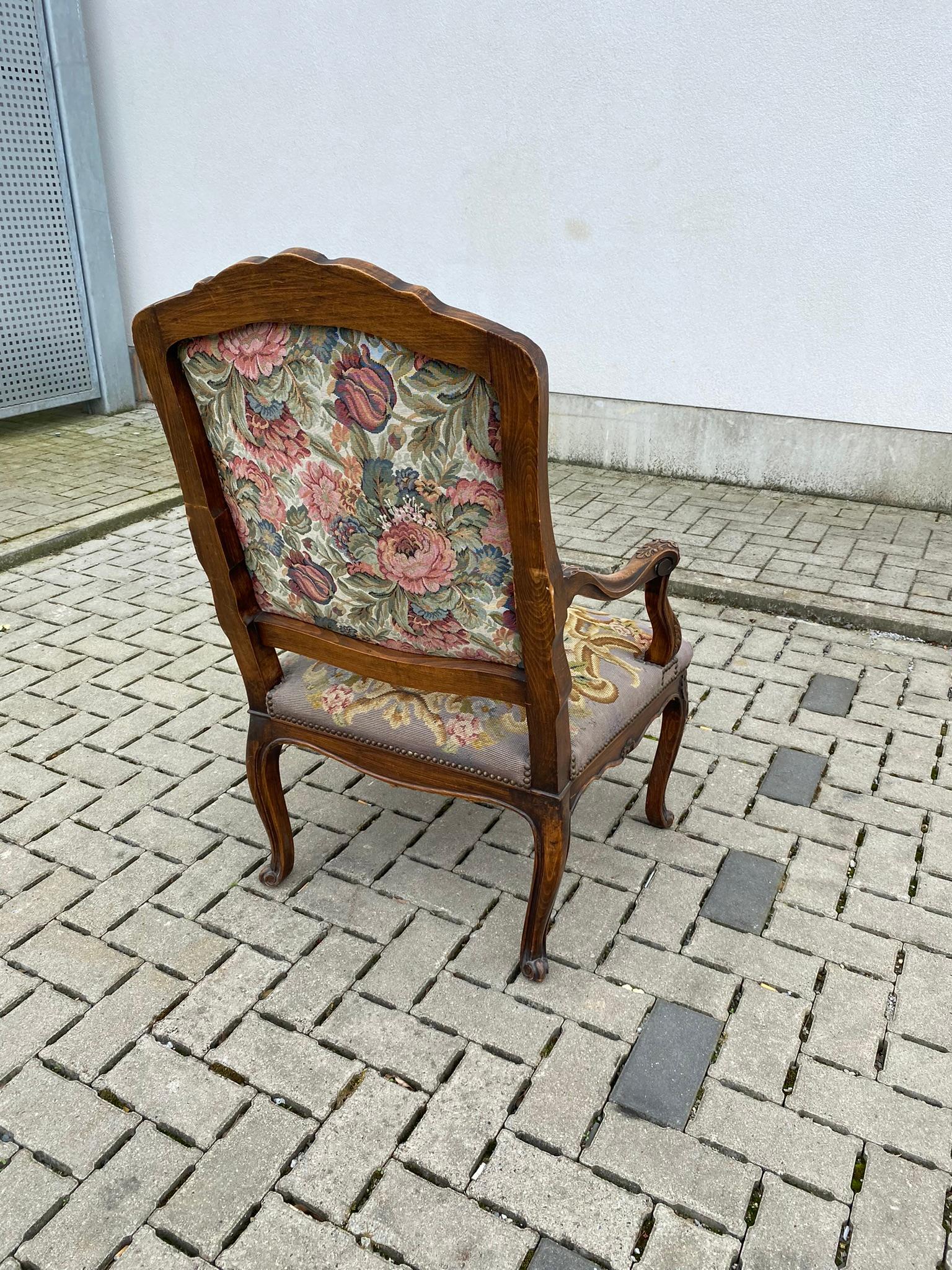 Large Wing Chair in Carved Beech, Louis XV Style, circa 1930 For Sale 7