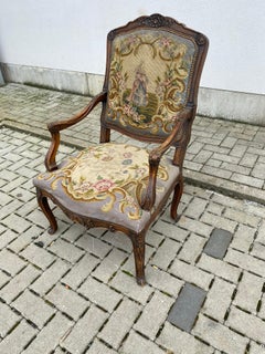 Large Wing Chair in Carved Beech, Louis XV Style, circa 1930