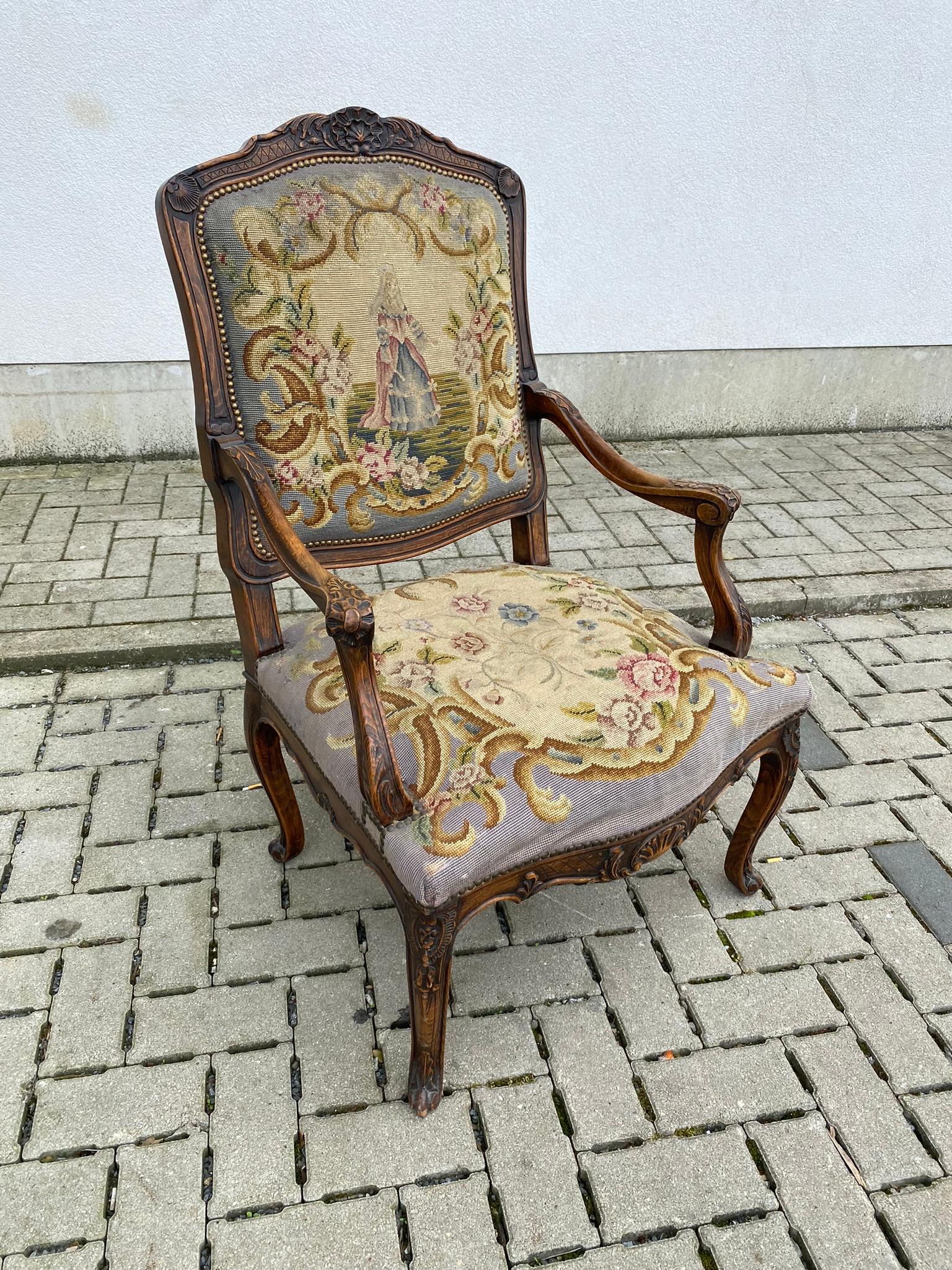 Large Wing Chair in Carved Beech, Louis XV Style, circa 1930 For Sale 2