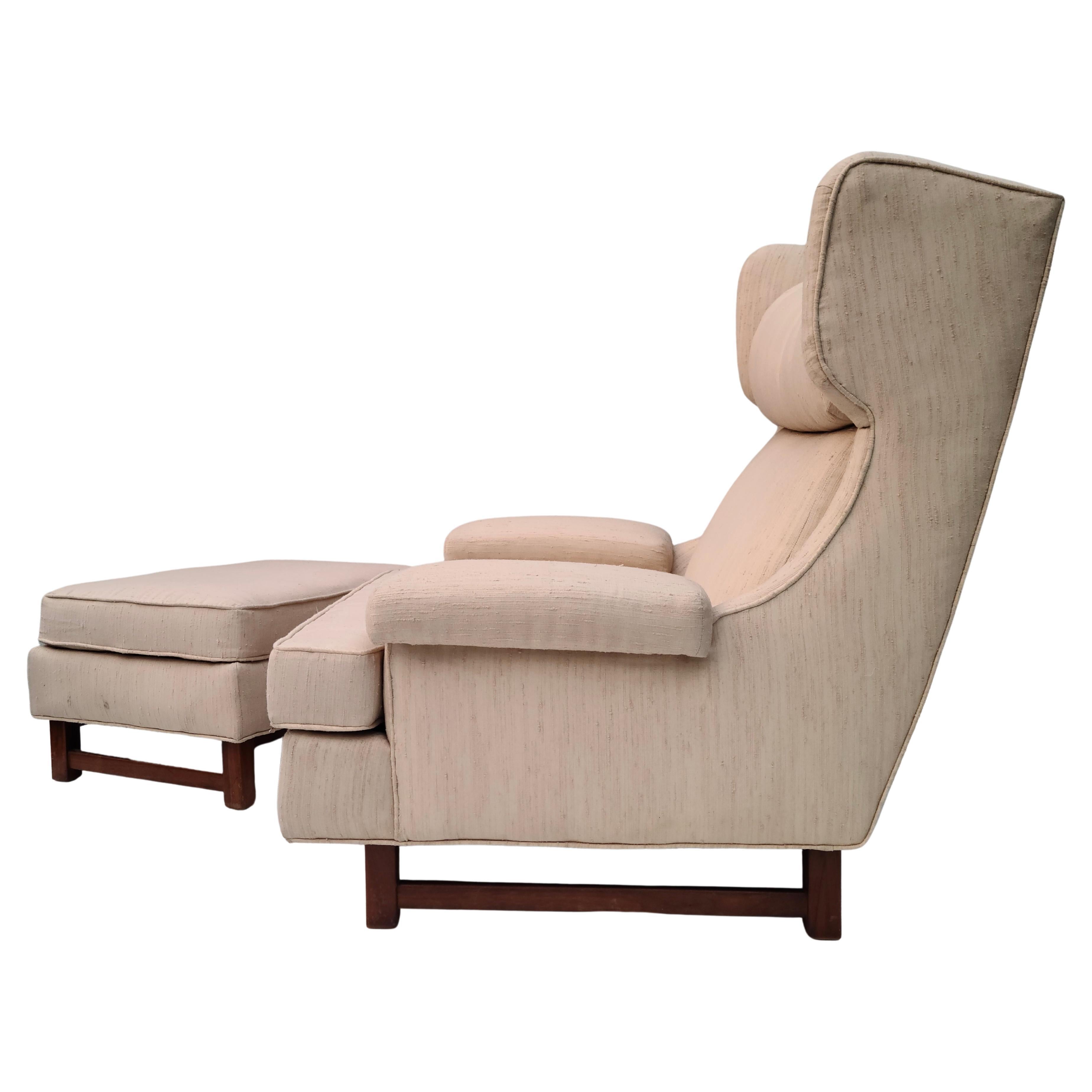 Large Wingback Lounge and Ottoman Chair Mid-Century Modern 2
