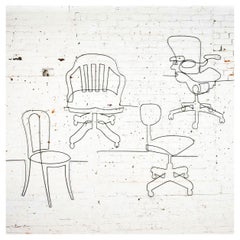 Vintage Large Wire Wall Sculpture Quartet Evolution of the Office Chair