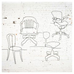 Large Wire Wall Sculpture Quartet Evolution of the Office Chair