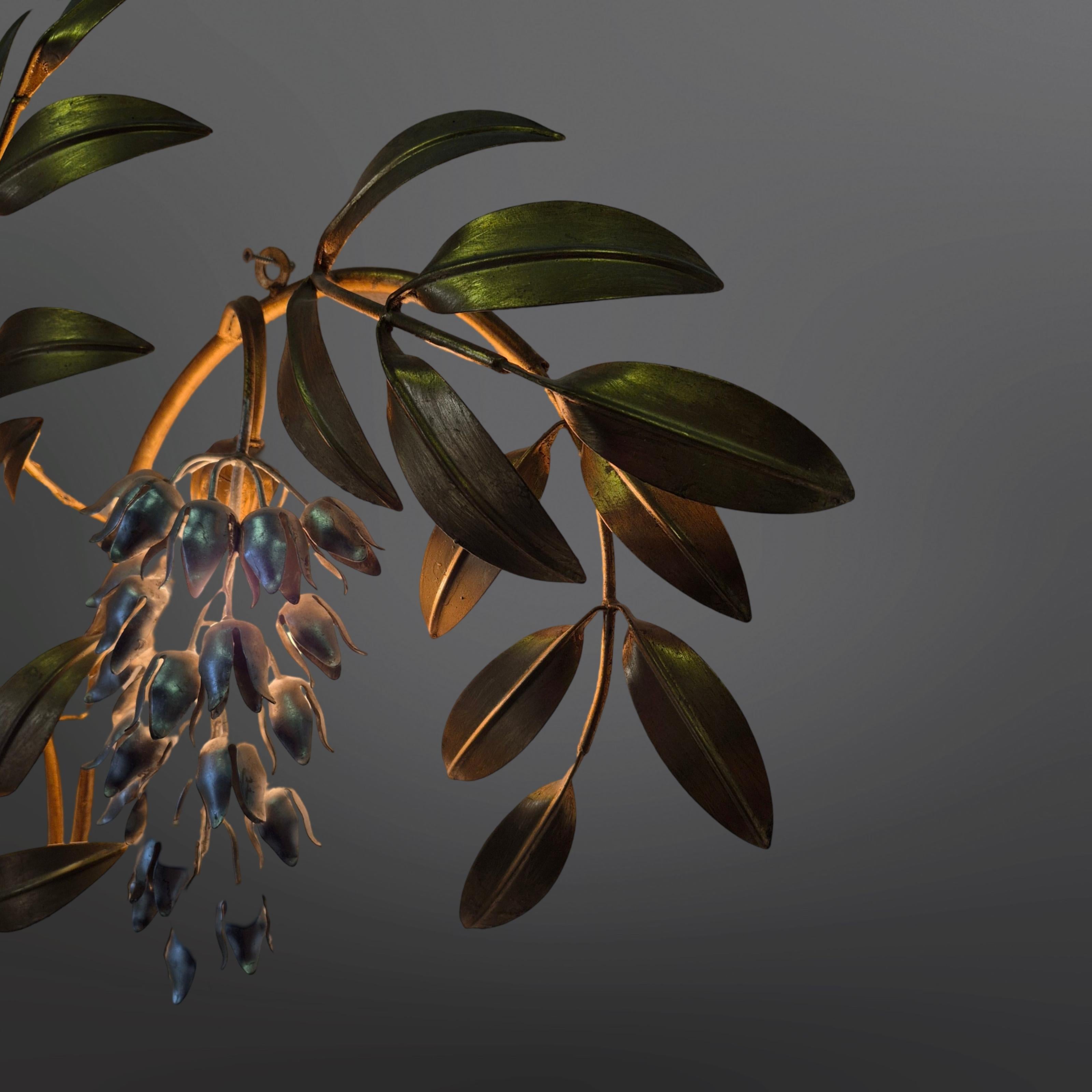 Gran aplique Wisteria de Hans Kögl, Alemania Años 70 Metal en venta