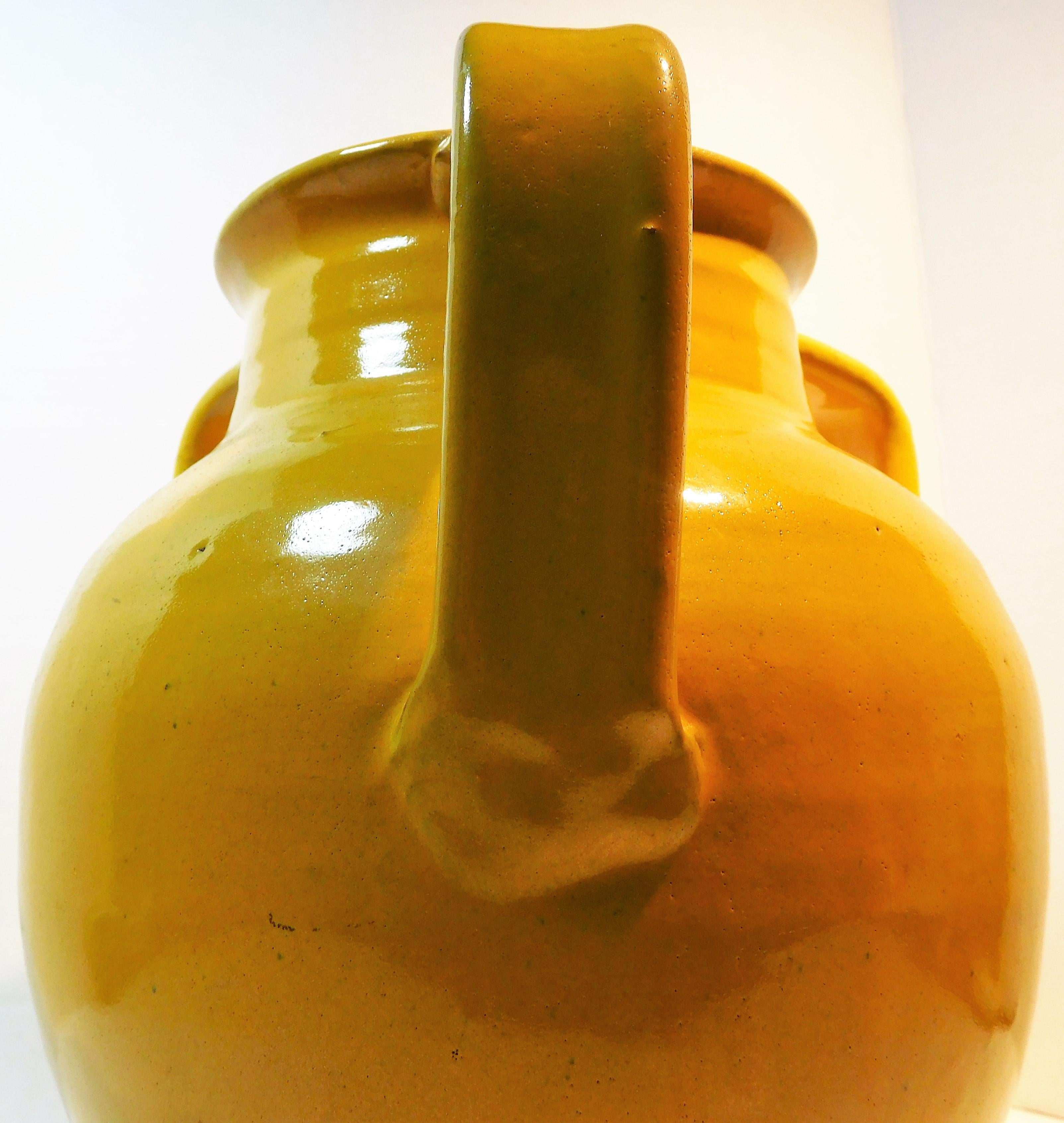 Large Wm. Hancock North Carolina Art Pottery Vase in Chinese Yellow, circa 1915 4