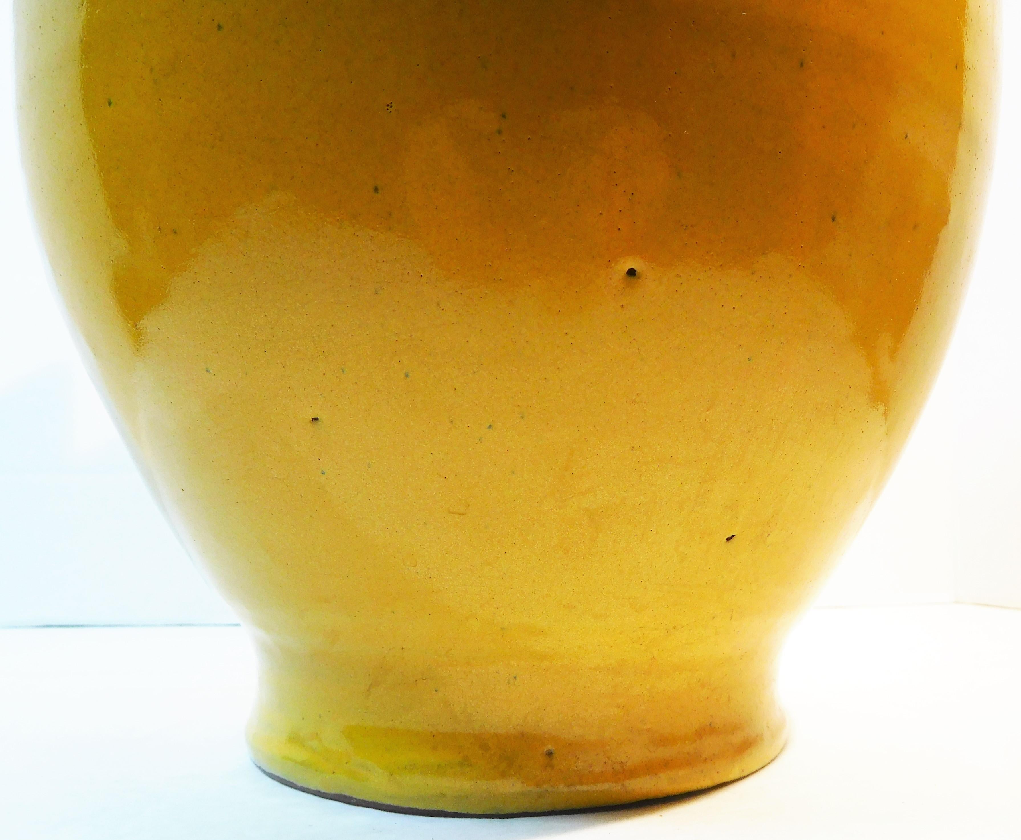 Large Wm. Hancock North Carolina Art Pottery Vase in Chinese Yellow, circa 1915 5