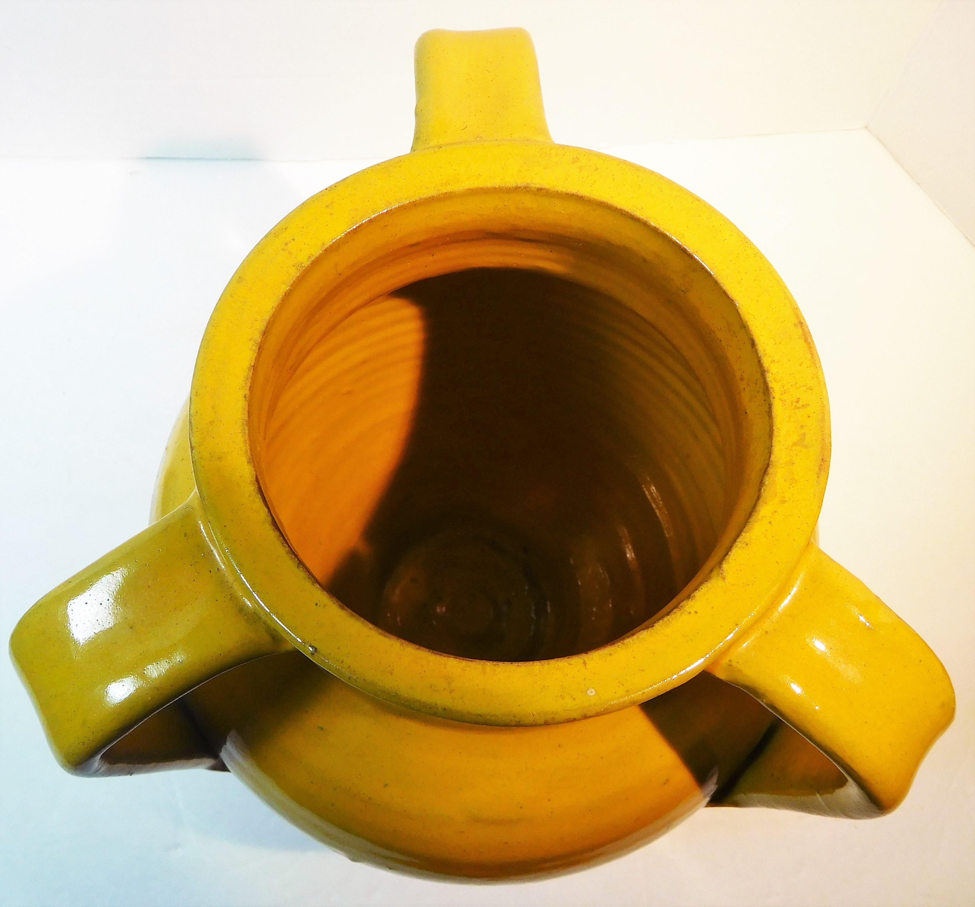Large Wm. Hancock North Carolina Art Pottery Vase in Chinese Yellow, circa 1915 13