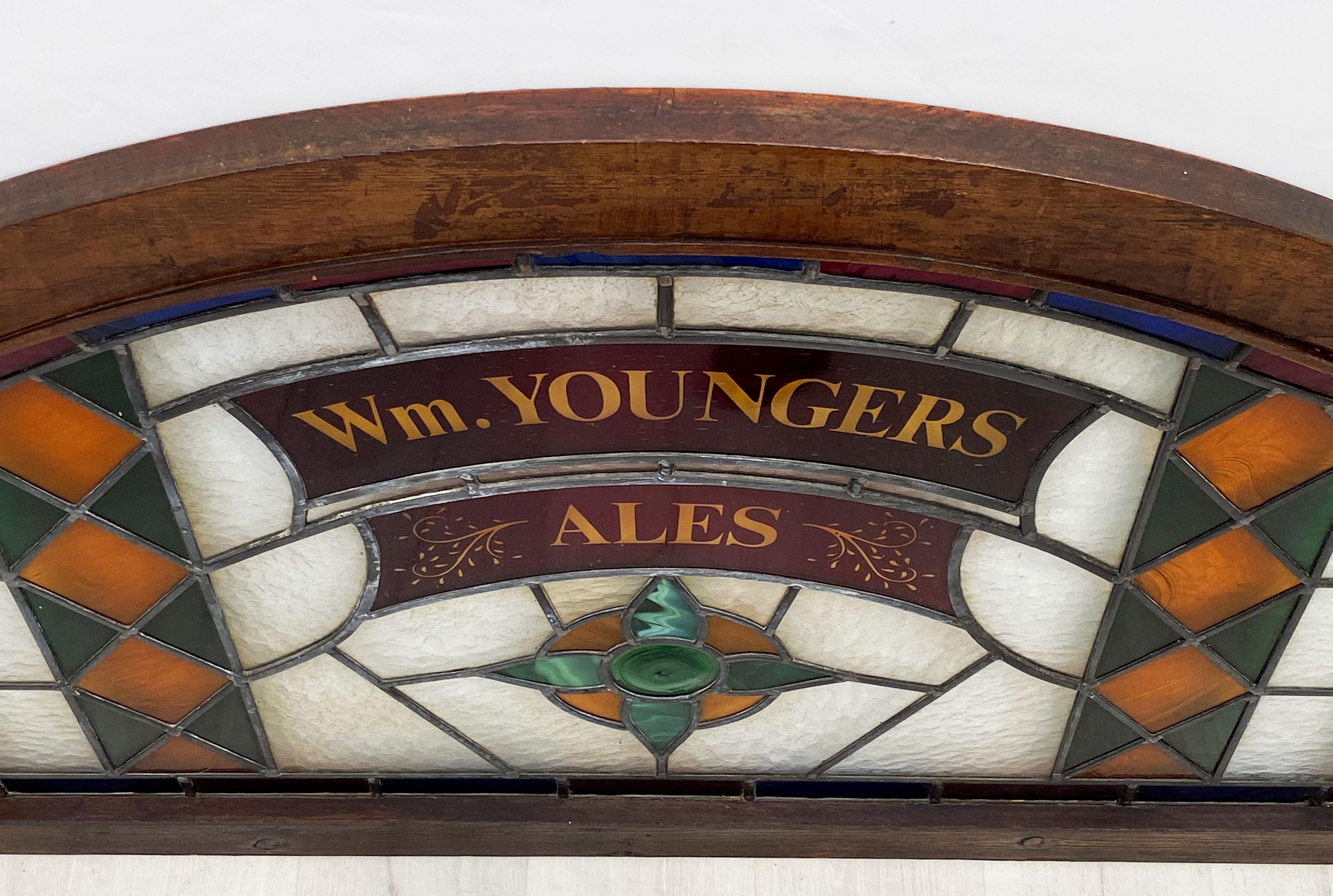 Large Wm. Youngers Ales Stained Glass Pub Sign from Scotland 9