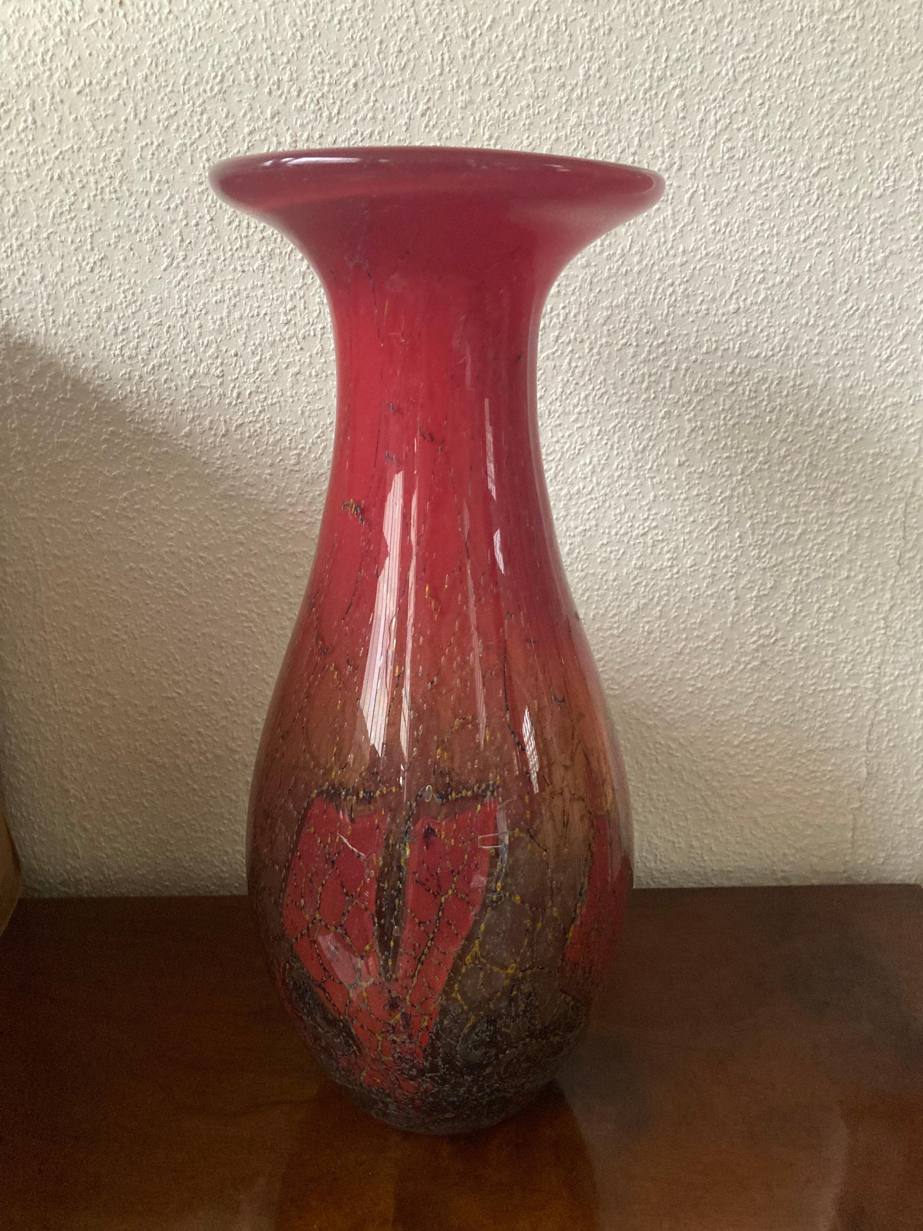 Large WMF Ikora Glass vase by Karl Wiedmann. 1930s. Germany. In Good Condition For Sale In Köln, NW