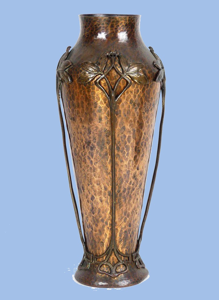 German Large WMF Jugendstil Art Nouveau Copper Vase C.1900