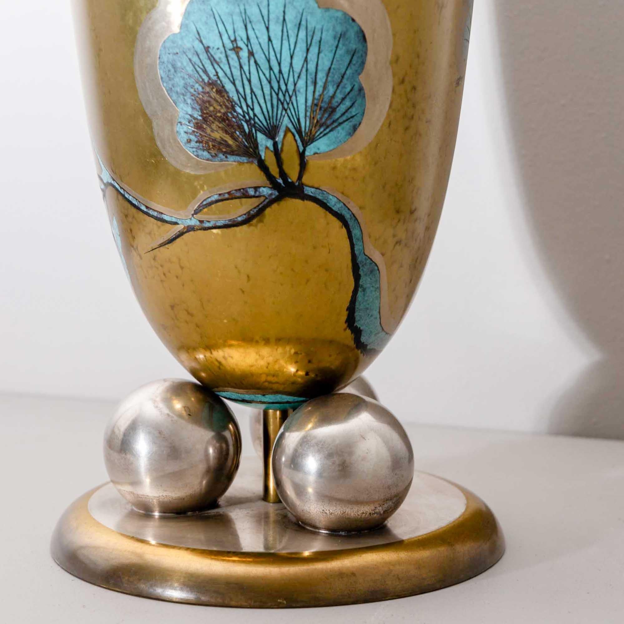 German Large WMF Vase with Pine Branch Décor, 1920s/30s For Sale