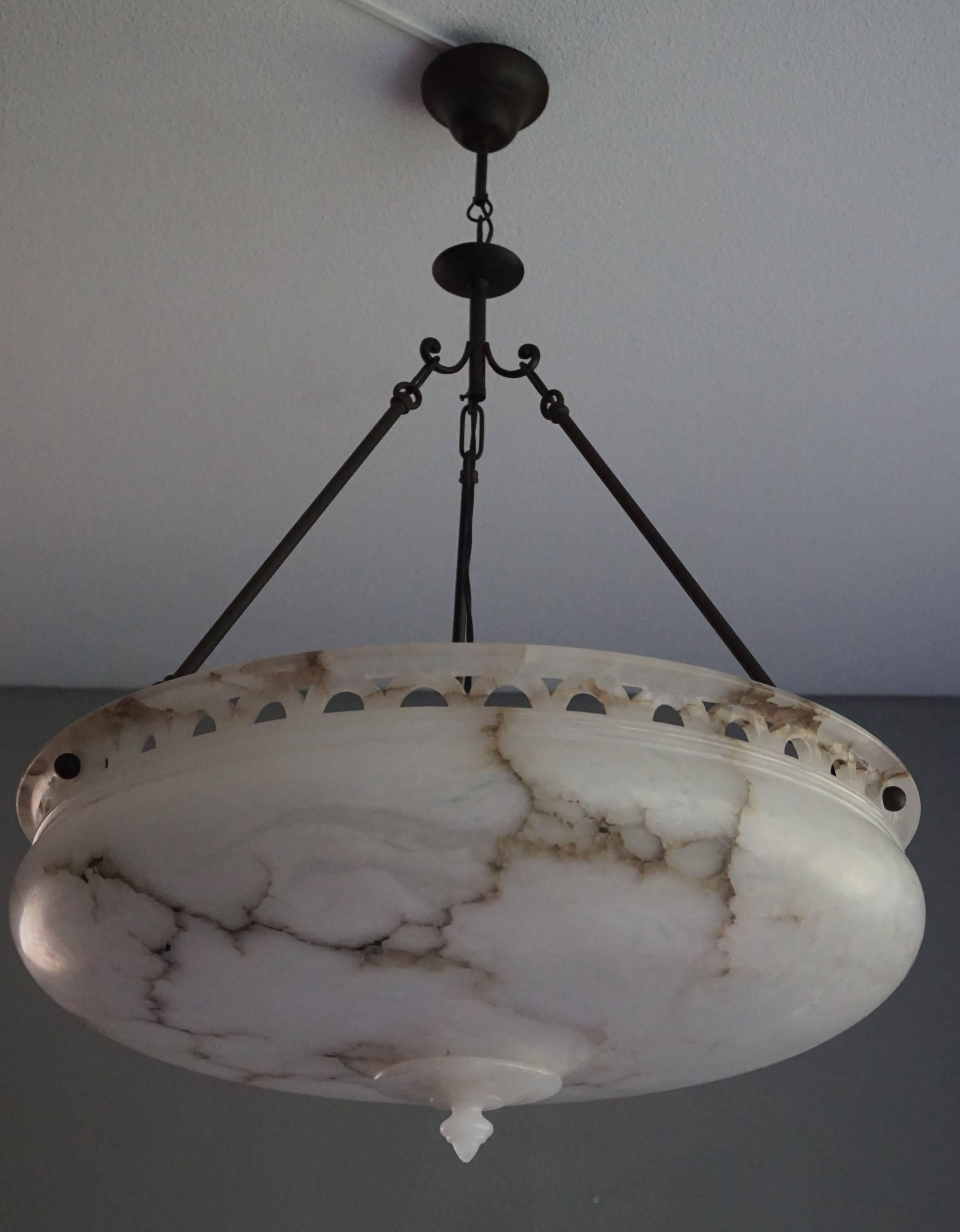 Large size and striking design alabaster light fixture.

If you are looking for a large, mint condition and striking alabaster pendant to light up your days and evenings then this incredible light fixture could be perfect for you and your family.