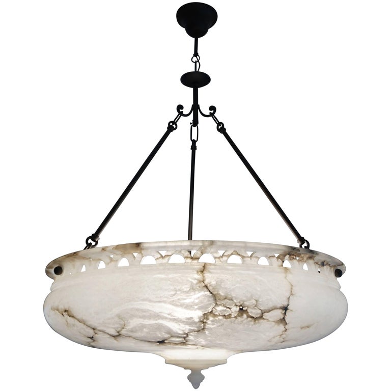 Neoclassical alabaster pendant with luster glaze, 1960–70, offered by Handelshuis Wassenaar