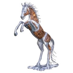 Large Wood & Aluminium Mustang Horse Indoor & Outdoor Sculpture