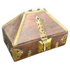 Large Wood and Brass Pagoda Dowry Chest Box