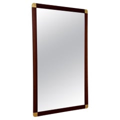Large Wood and Brass Wall Mirror