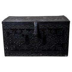 Large Wood and Iron Chest with Stars of David, Hungary, Early 18th Century