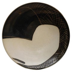 Large Wood and Salt Fired Fish Dinner Plate by American Potter Michael Simon