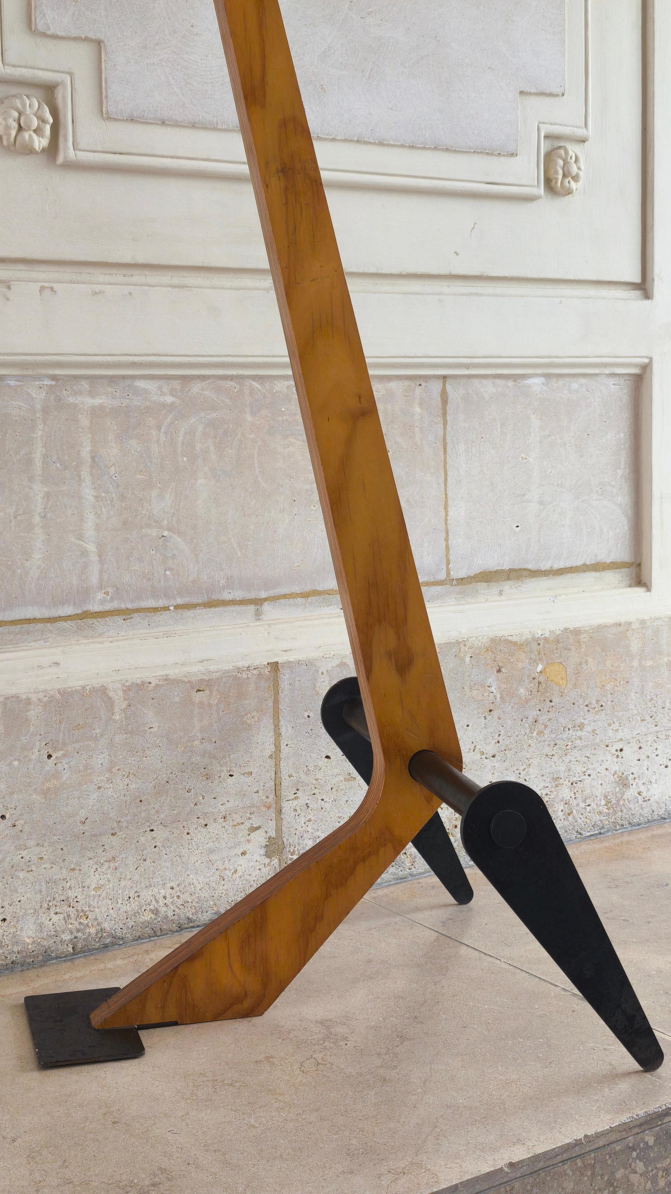 Large wood and steel sculpture, 1980s, like a clothes rack For Sale 8