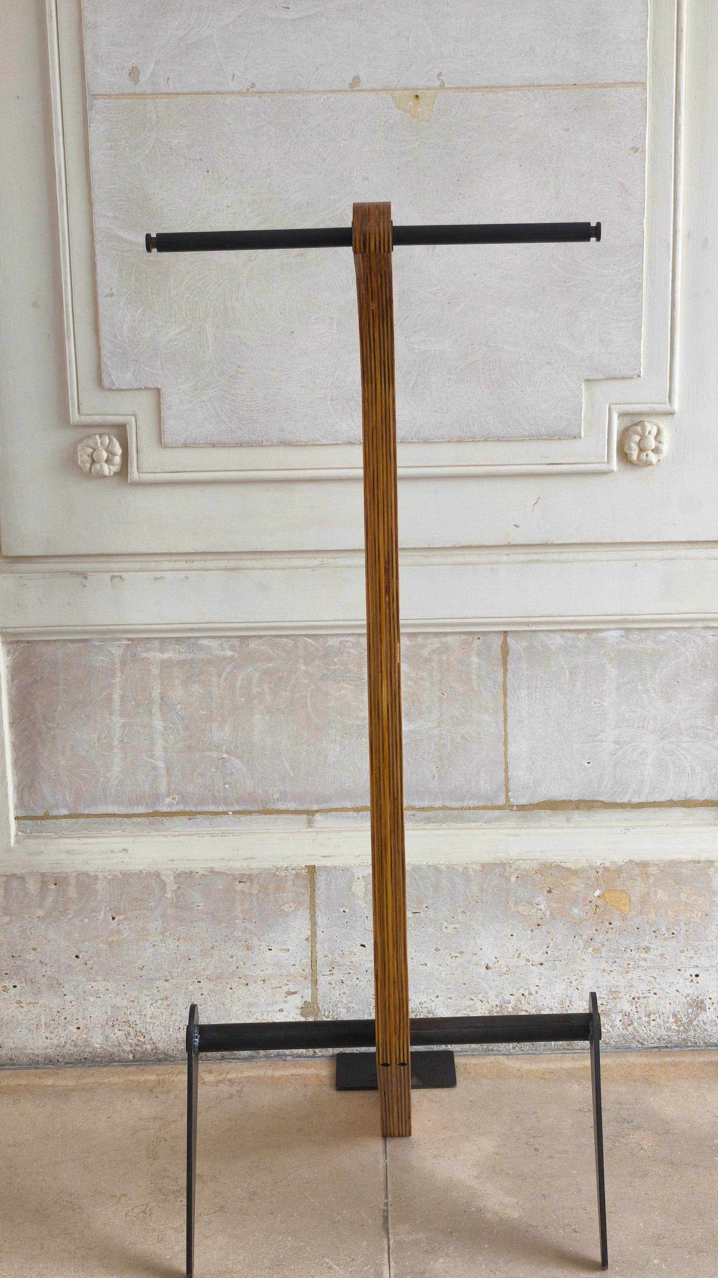 Large wood and steel sculpture, 1980s, like a clothes rack For Sale 10