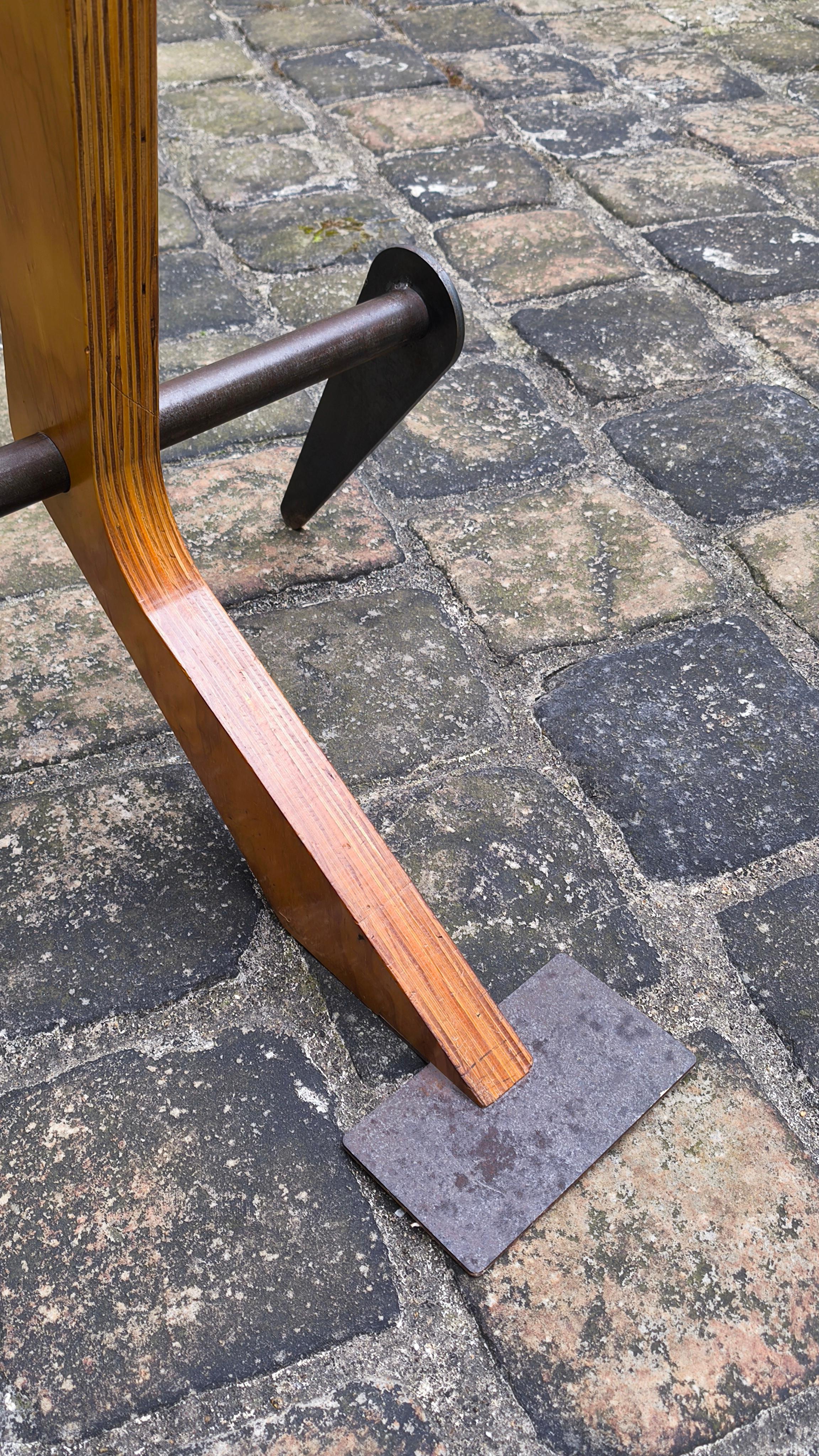 Large wood and steel sculpture, 1980s, like a clothes rack For Sale 1