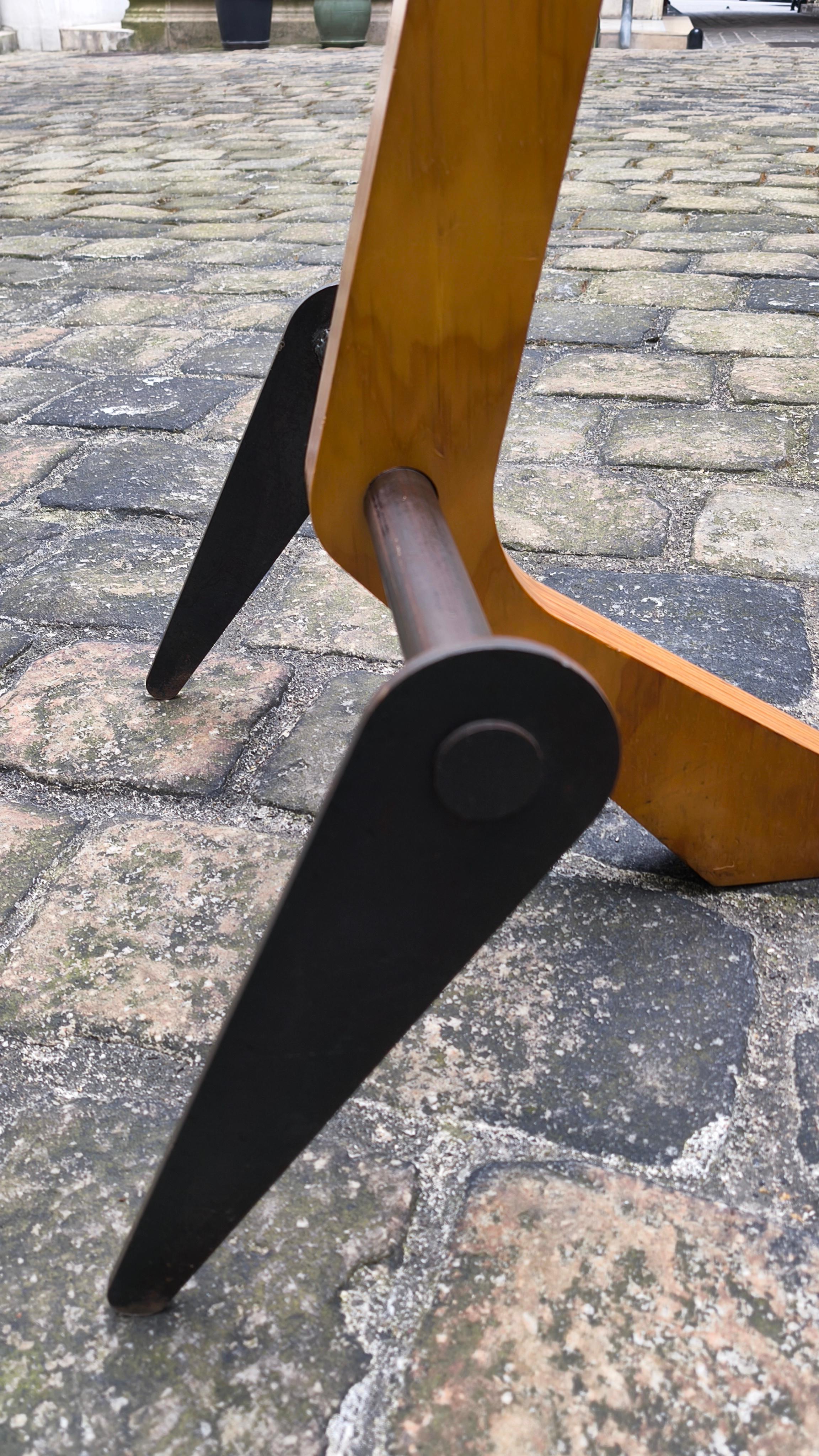 Large wood and steel sculpture, 1980s, like a clothes rack For Sale 2