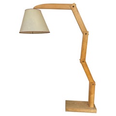 Large Wood Articulated Floor Lamp, Italy, 1970s