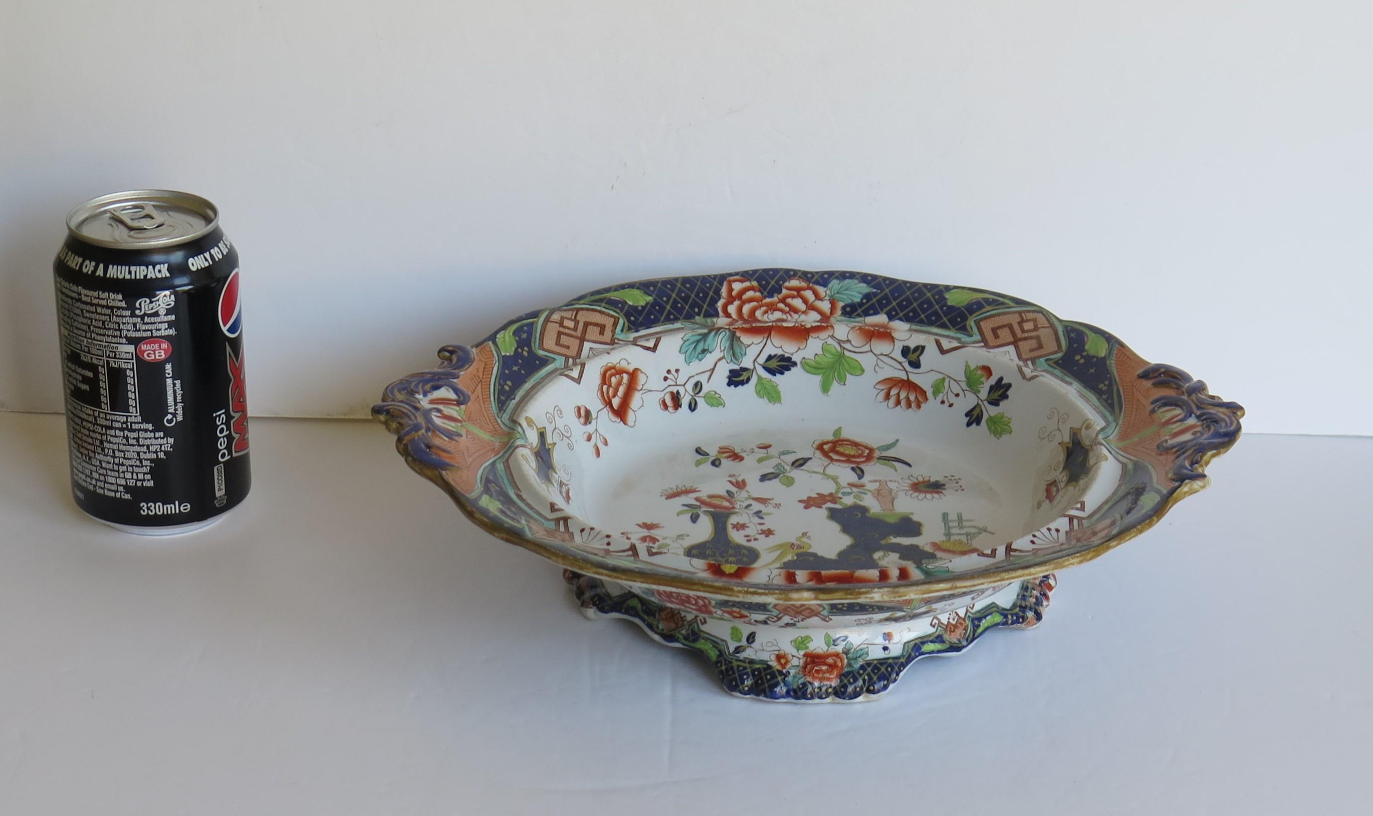 Pedestal Bowl by Wood & Brownfield Ironstone Chinoiserie Ptn 328, circa 1845 8