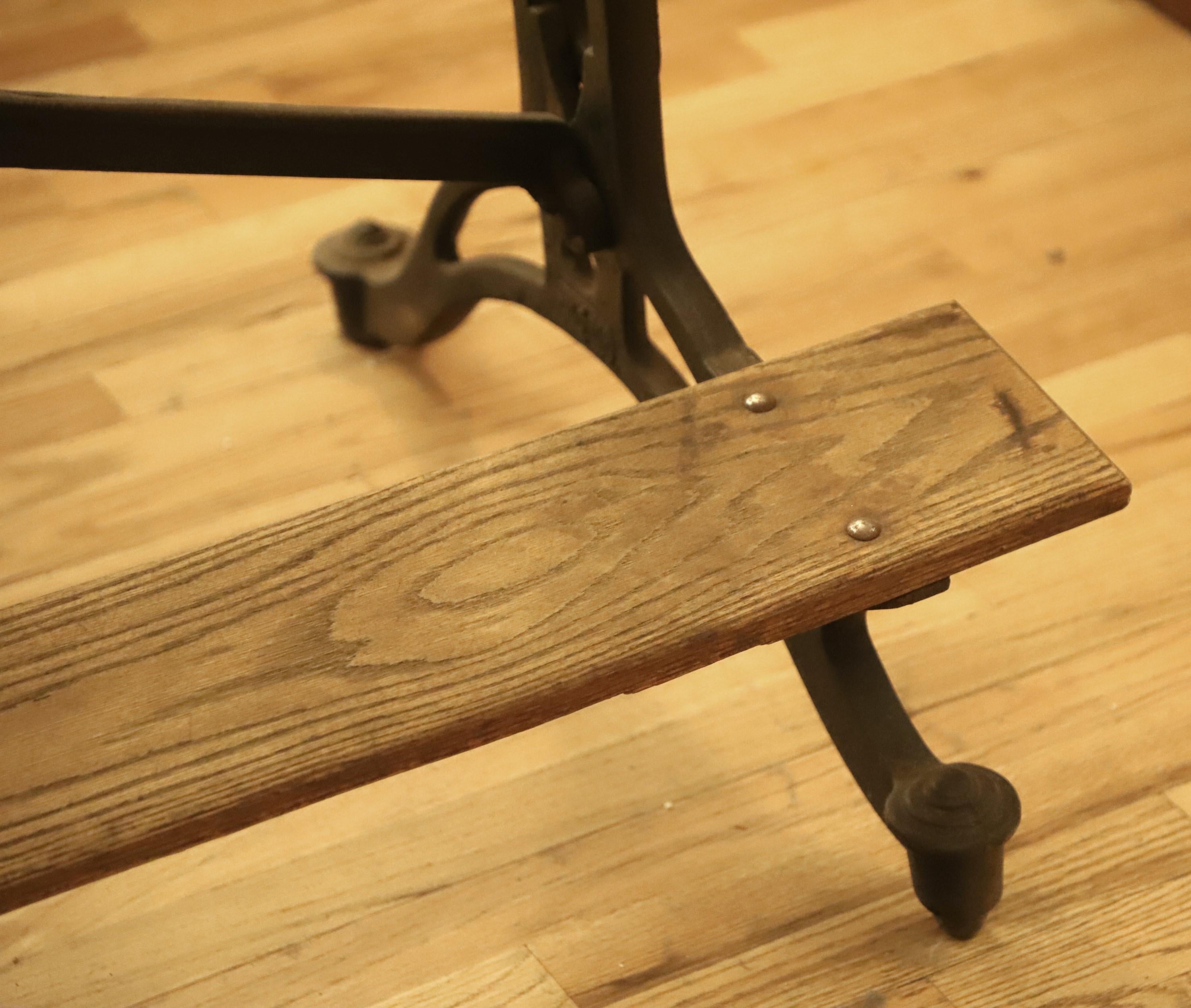 Large Wood Drafting Table Adjust Wheel Cast Iron Base 9