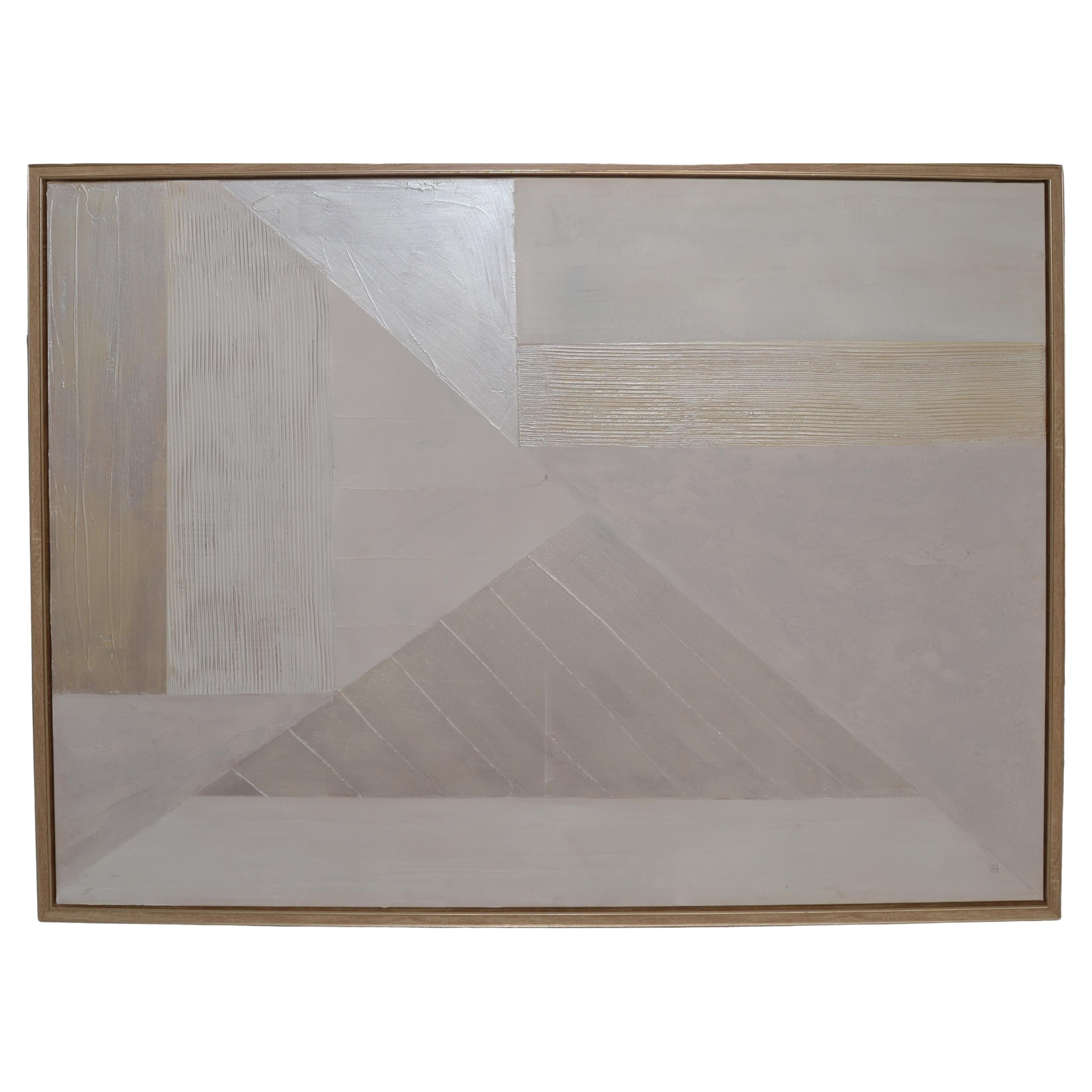 Large Wood Framed Contemporary Art Textured Acrylic On Canvas Earth Tone Colors