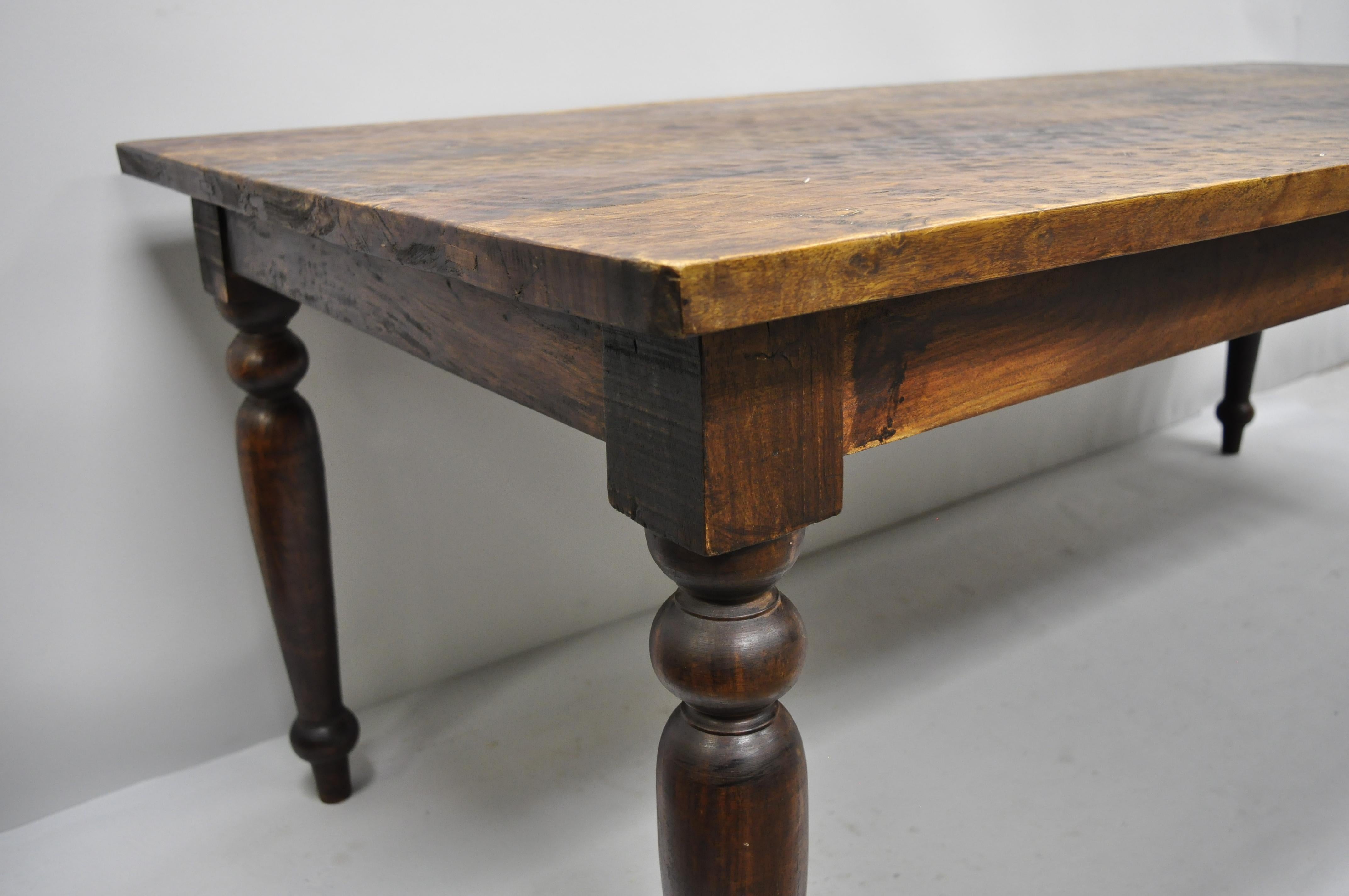 Large Wood French Style Dining Farm House Table with Turn Carved Legs 6