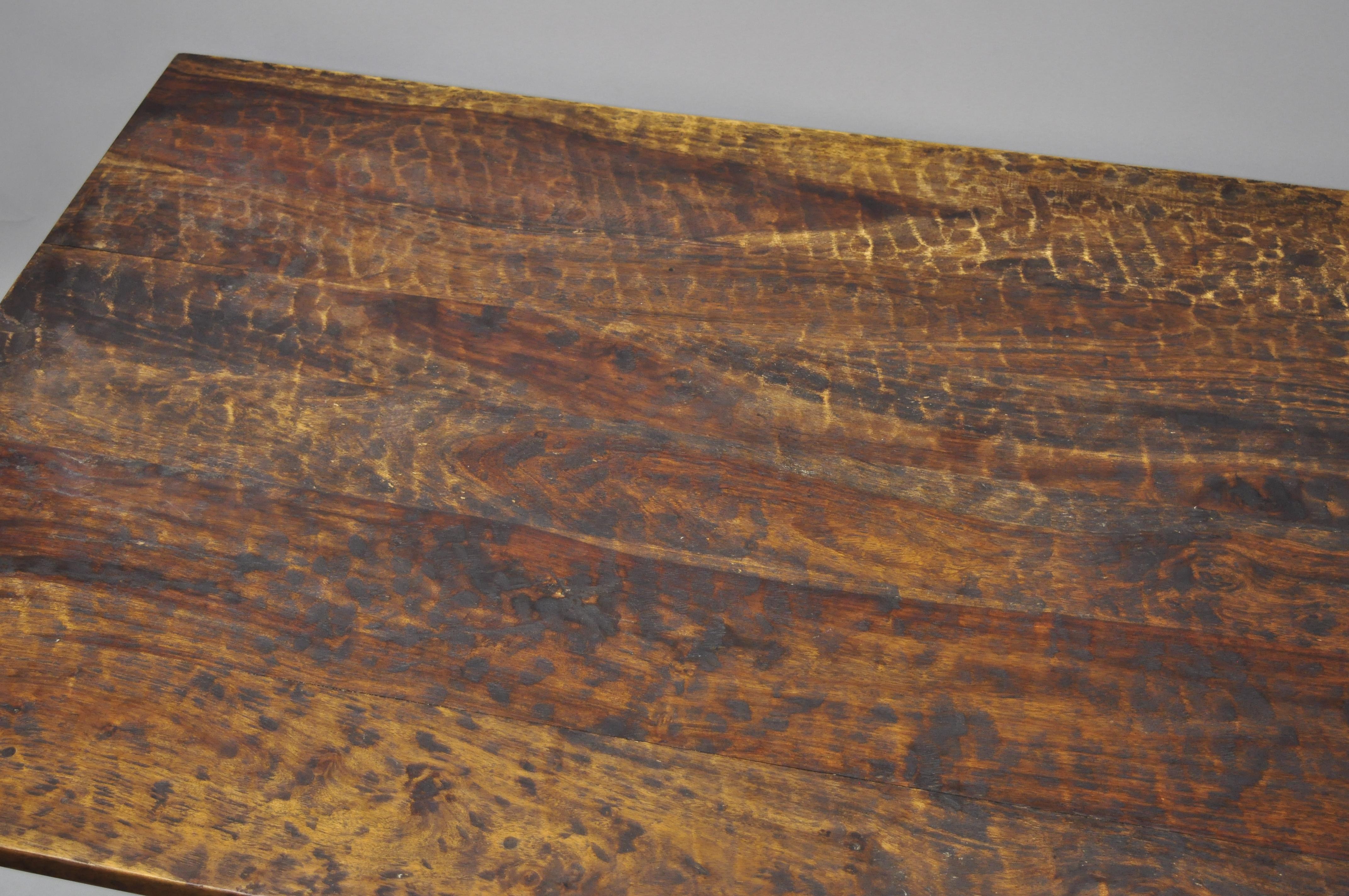 Large Wood French Style Dining Farm House Table with Turn Carved Legs In Good Condition In Philadelphia, PA