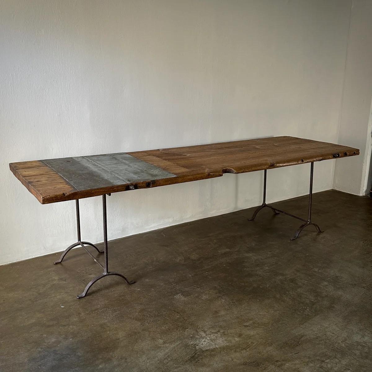 Large Wood Industrial Work Table For Sale 4