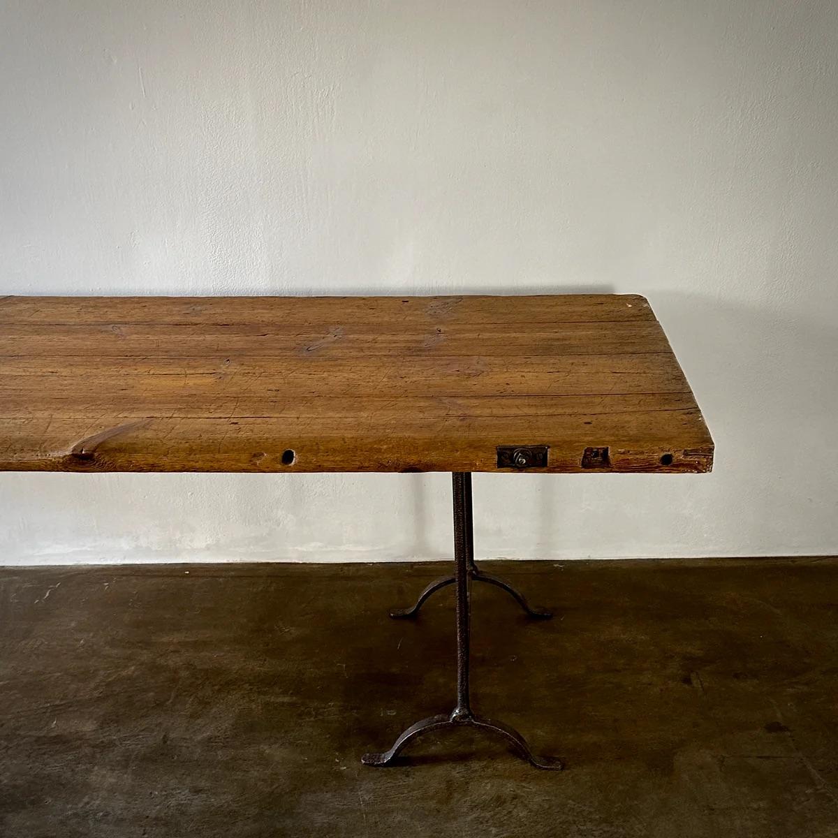 Large Wood Industrial Work Table For Sale 5
