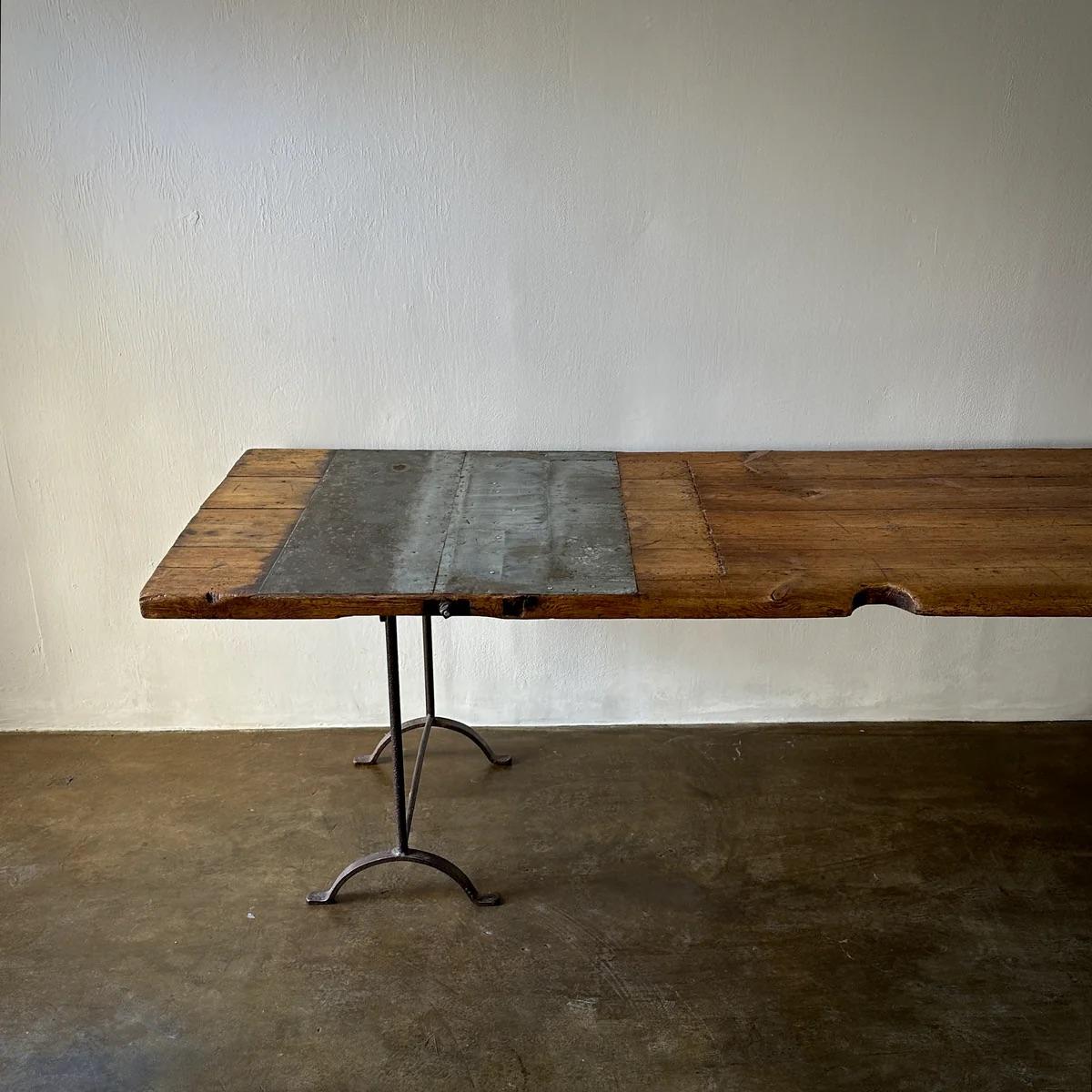 Large Wood Industrial Work Table For Sale 6