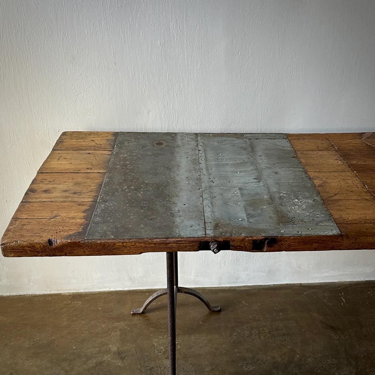 Large Wood Industrial Work Table For Sale 7