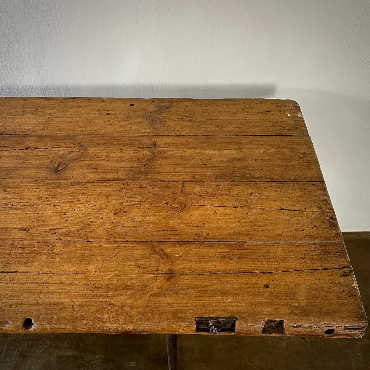 Large Wood Industrial Work Table For Sale 8
