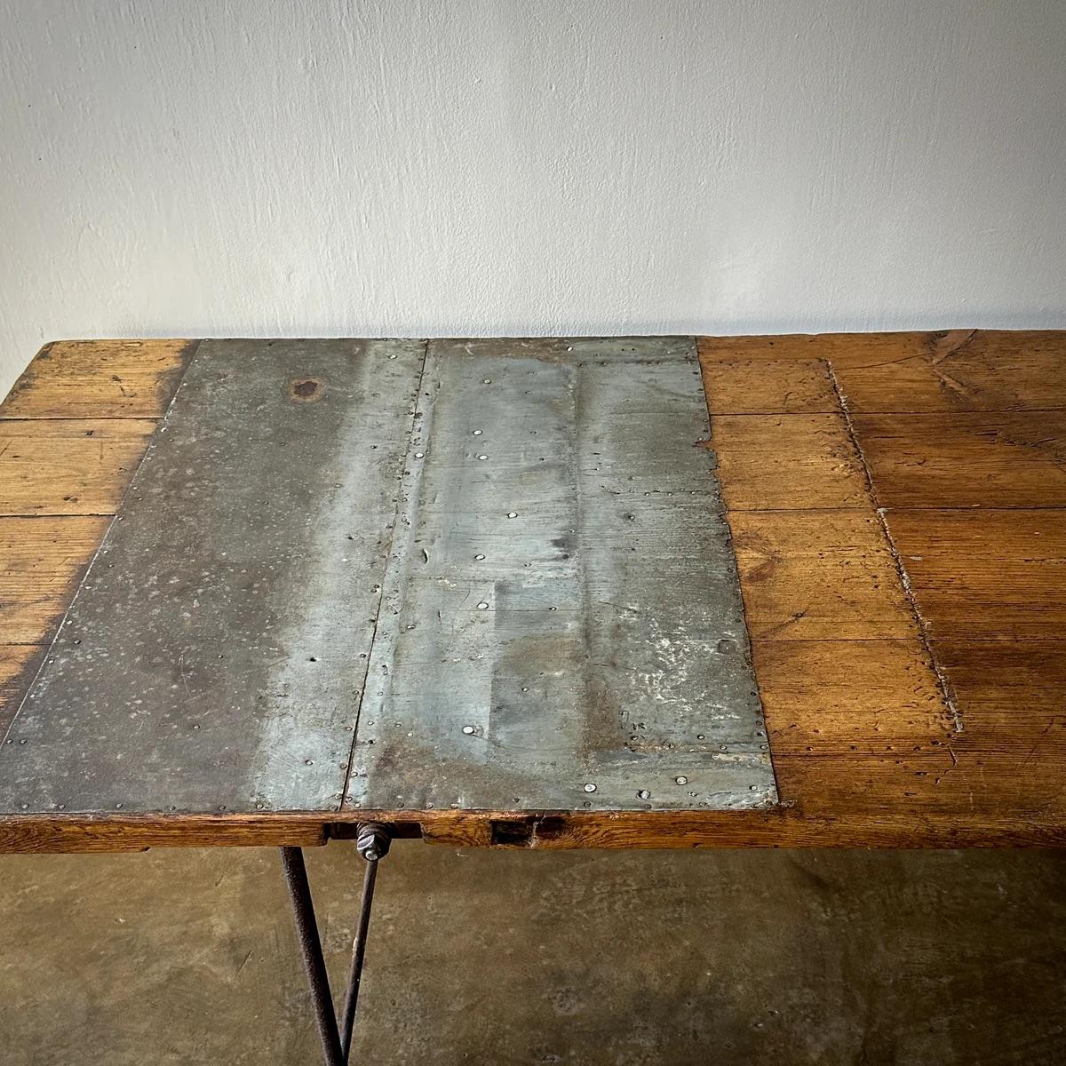 Large Wood Industrial Work Table For Sale 9
