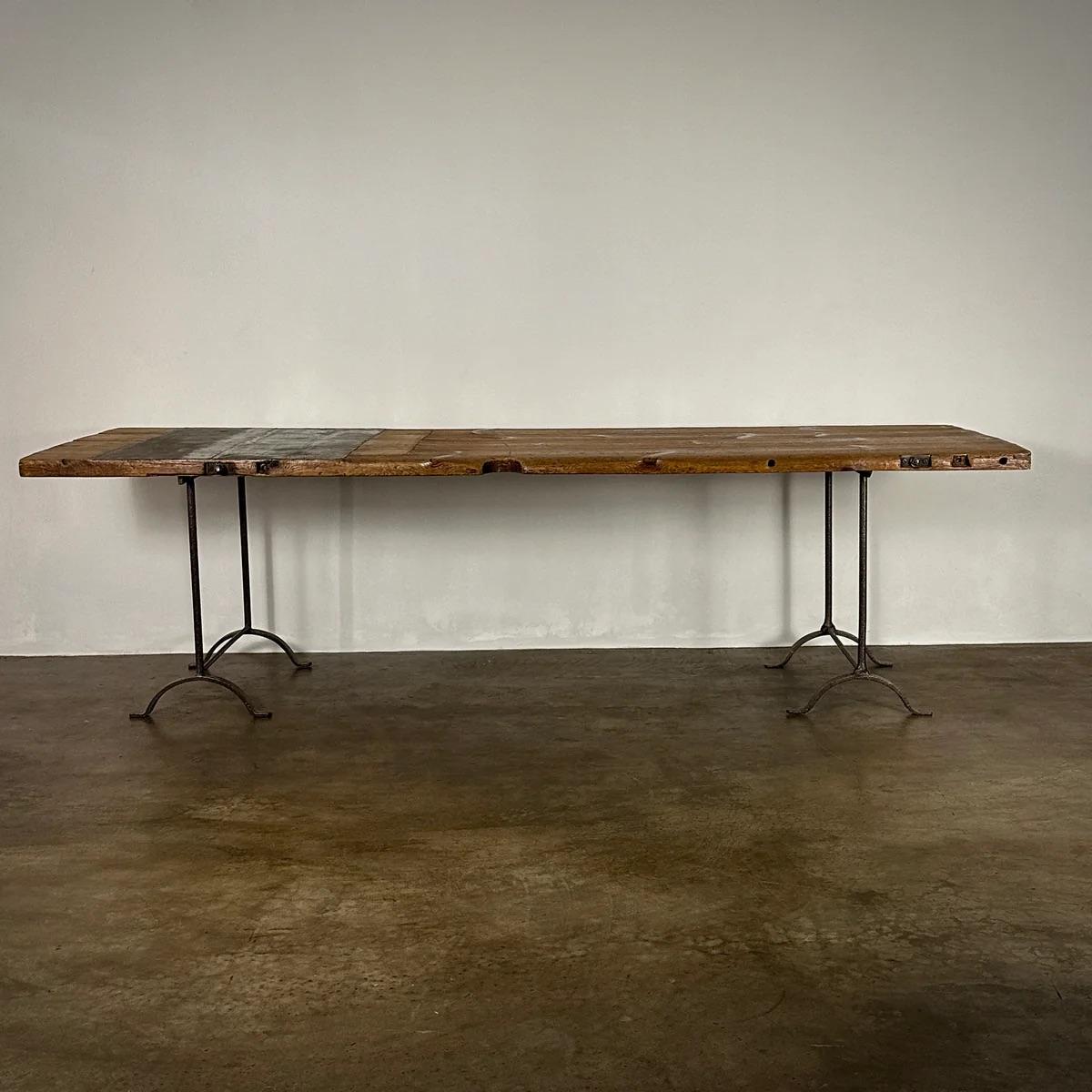 English Large Wood Industrial Work Table For Sale