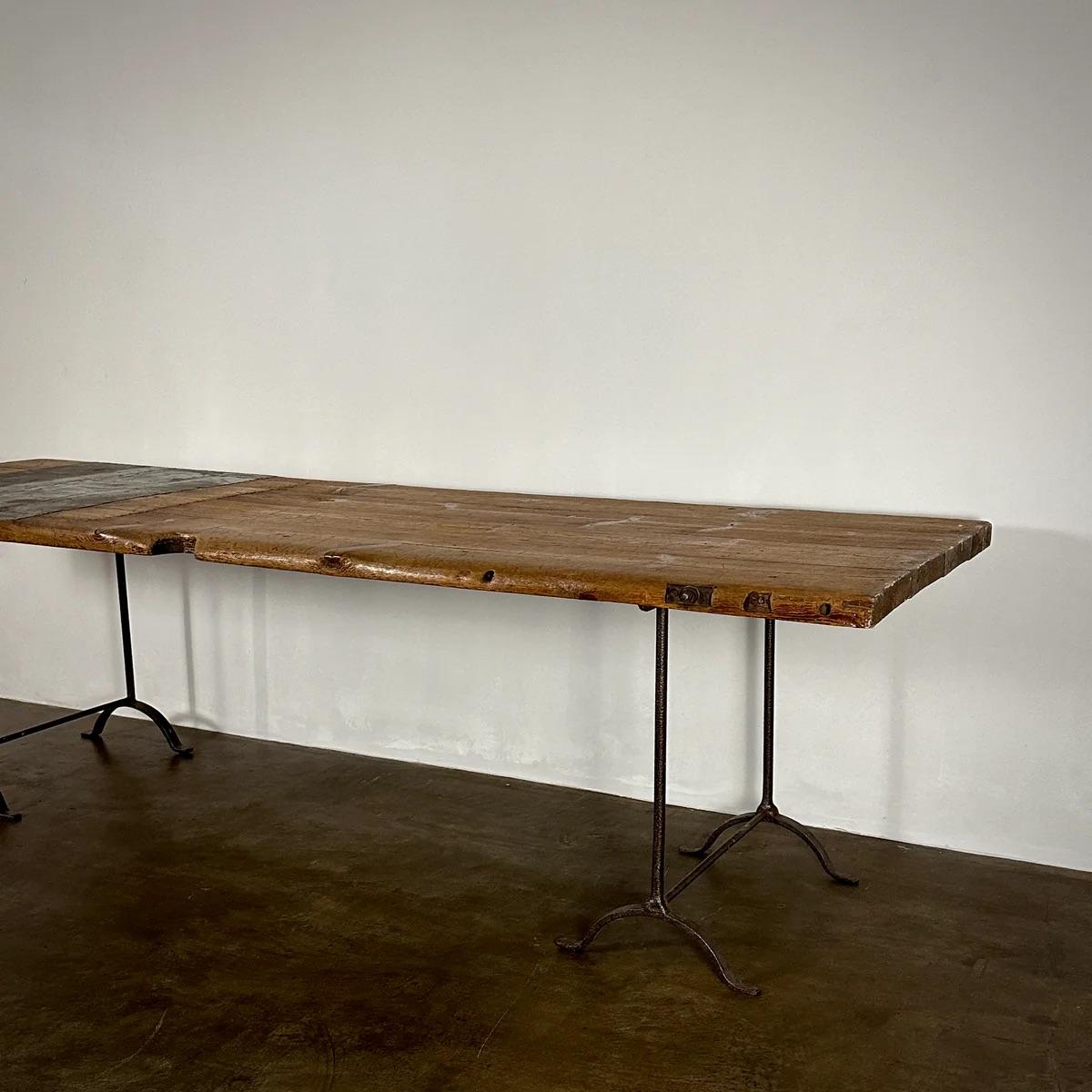 Early 20th Century Large Wood Industrial Work Table For Sale