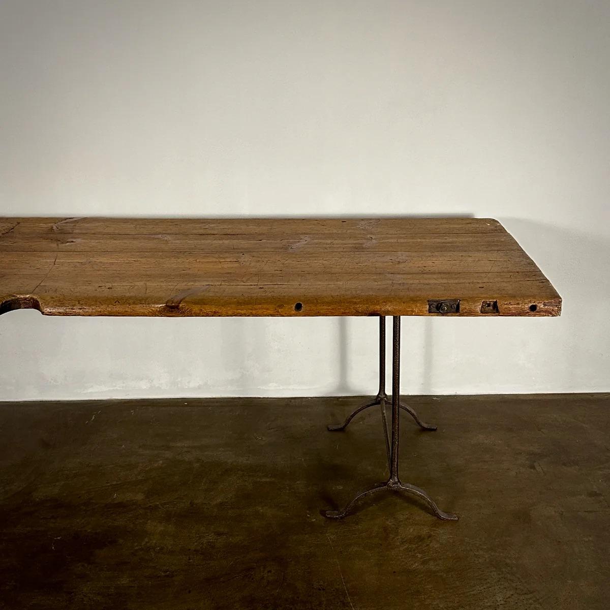 Large Wood Industrial Work Table For Sale 1