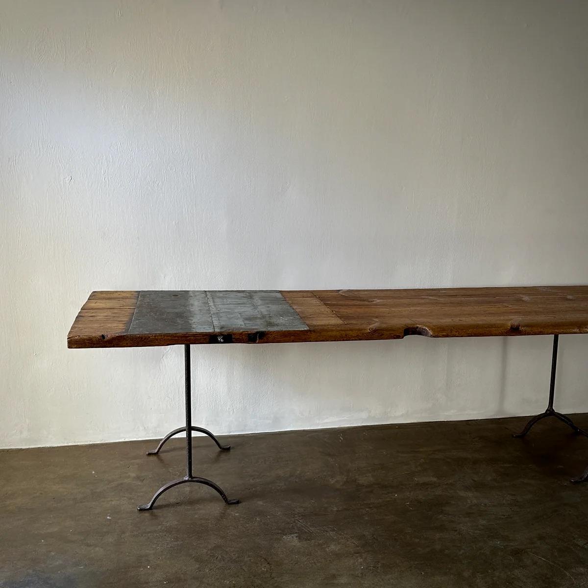 Large Wood Industrial Work Table For Sale 2