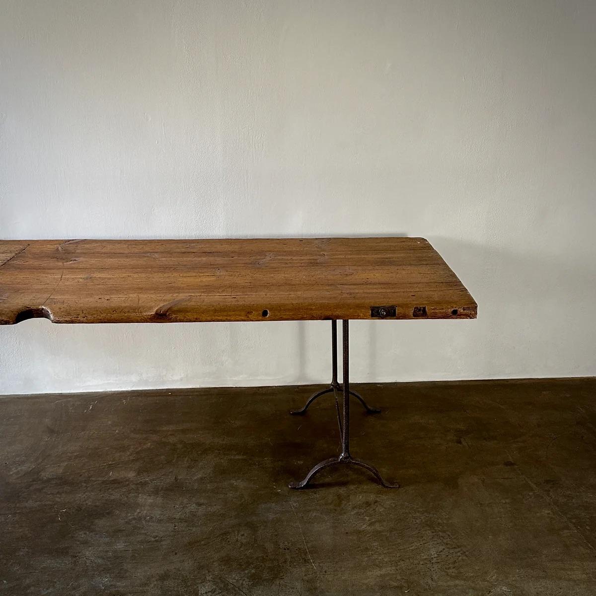 Large Wood Industrial Work Table For Sale 3
