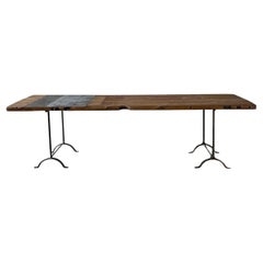 Antique Large Wood Industrial Work Table